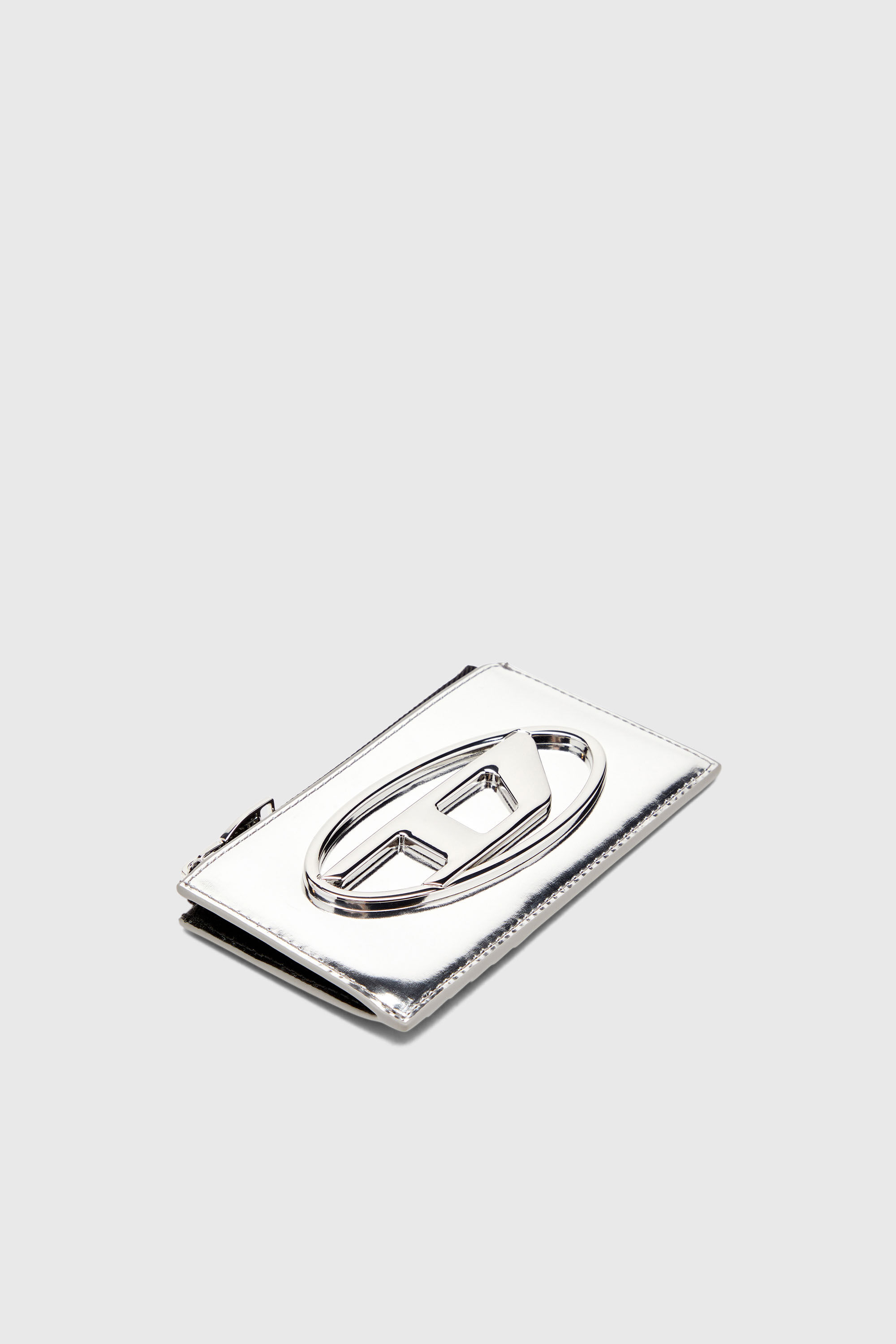Diesel - 1DR CARD HOLDER III, Woman's Card holder in mirror leather in Silver - 4