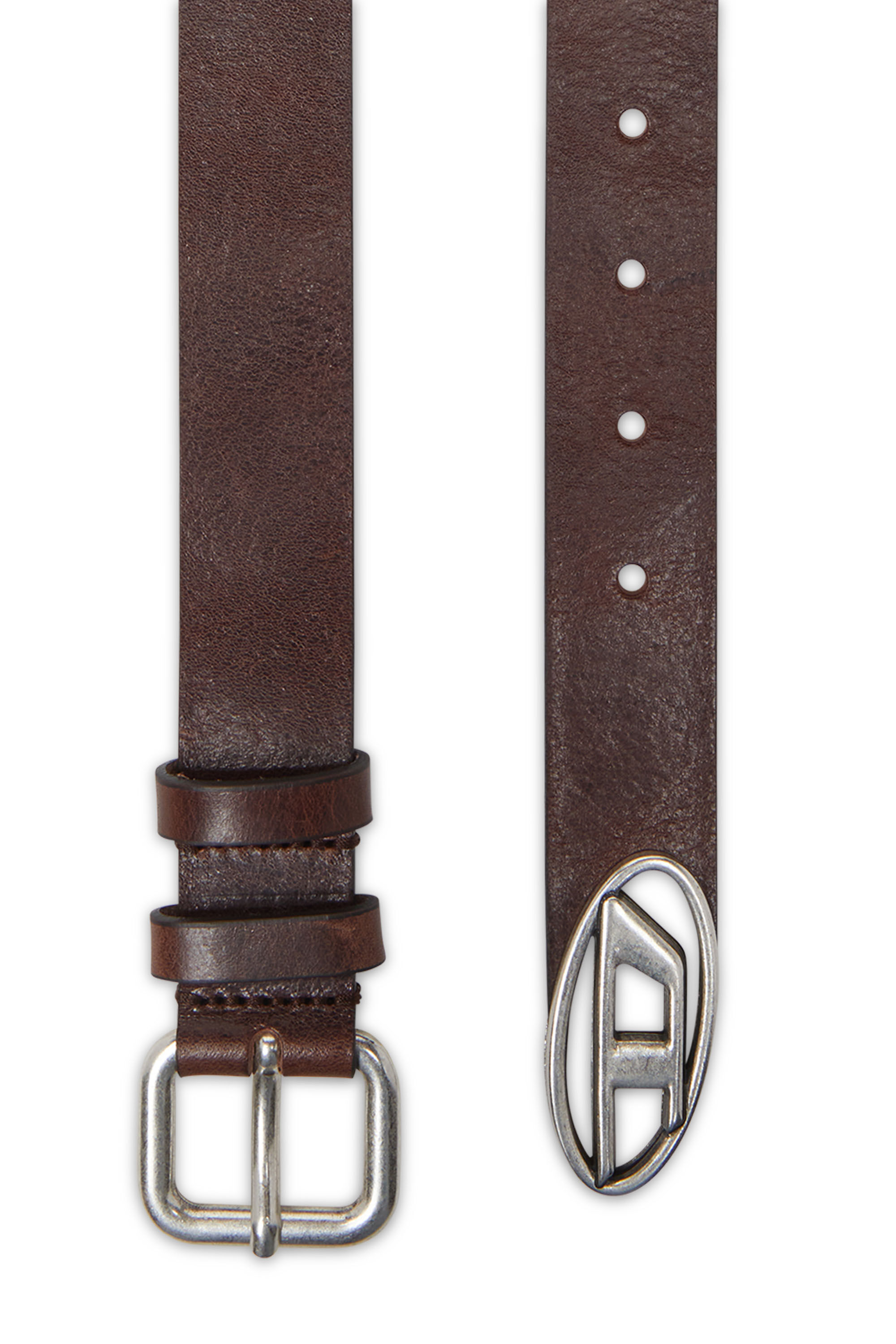 Diesel - B-INLAY, Unisex's 2.9cm leather belt with oval d logo in Brown - 2