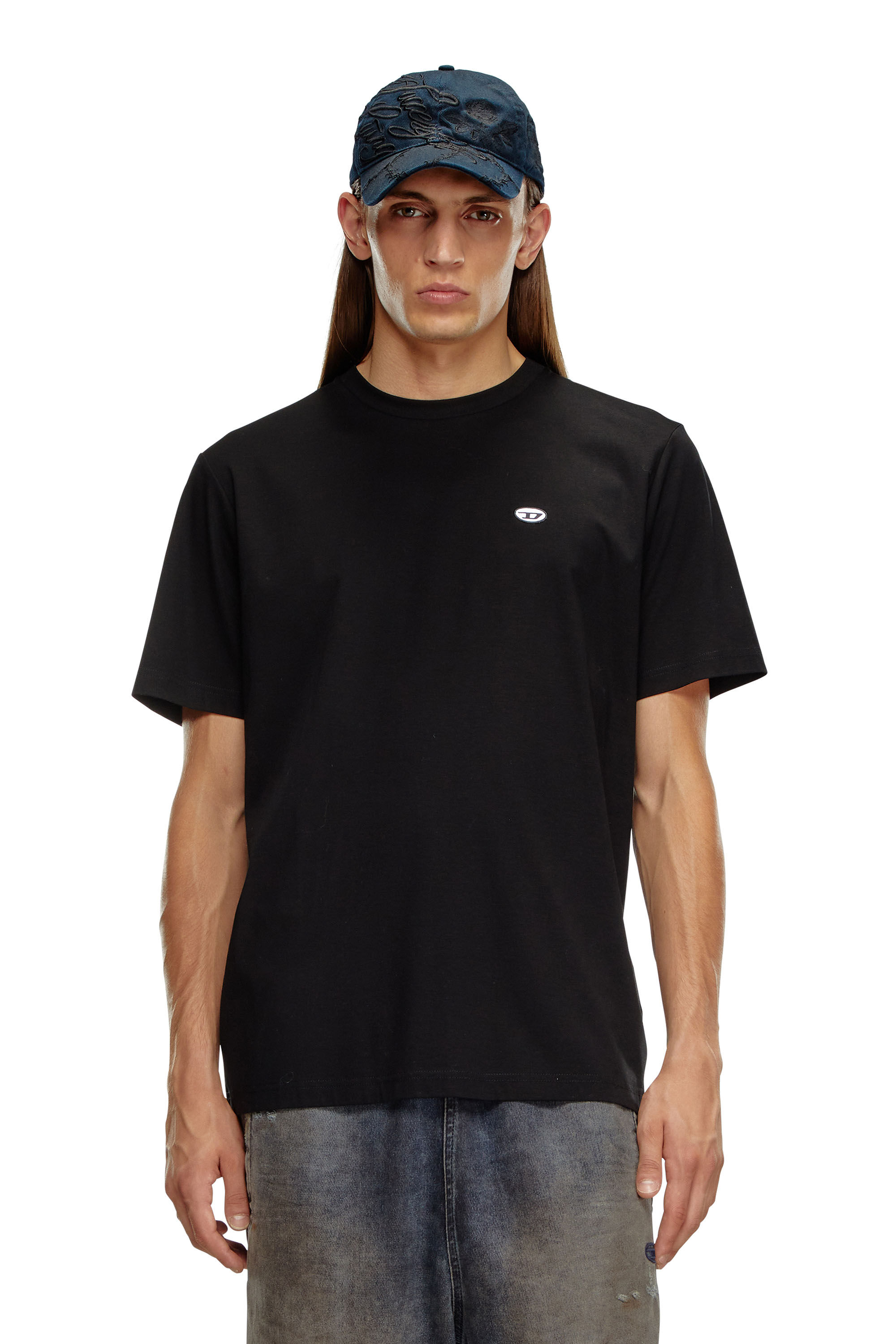 Diesel - T-JUST-DOVAL-PJ, Man's T-shirt with oval D patch in Black - 3