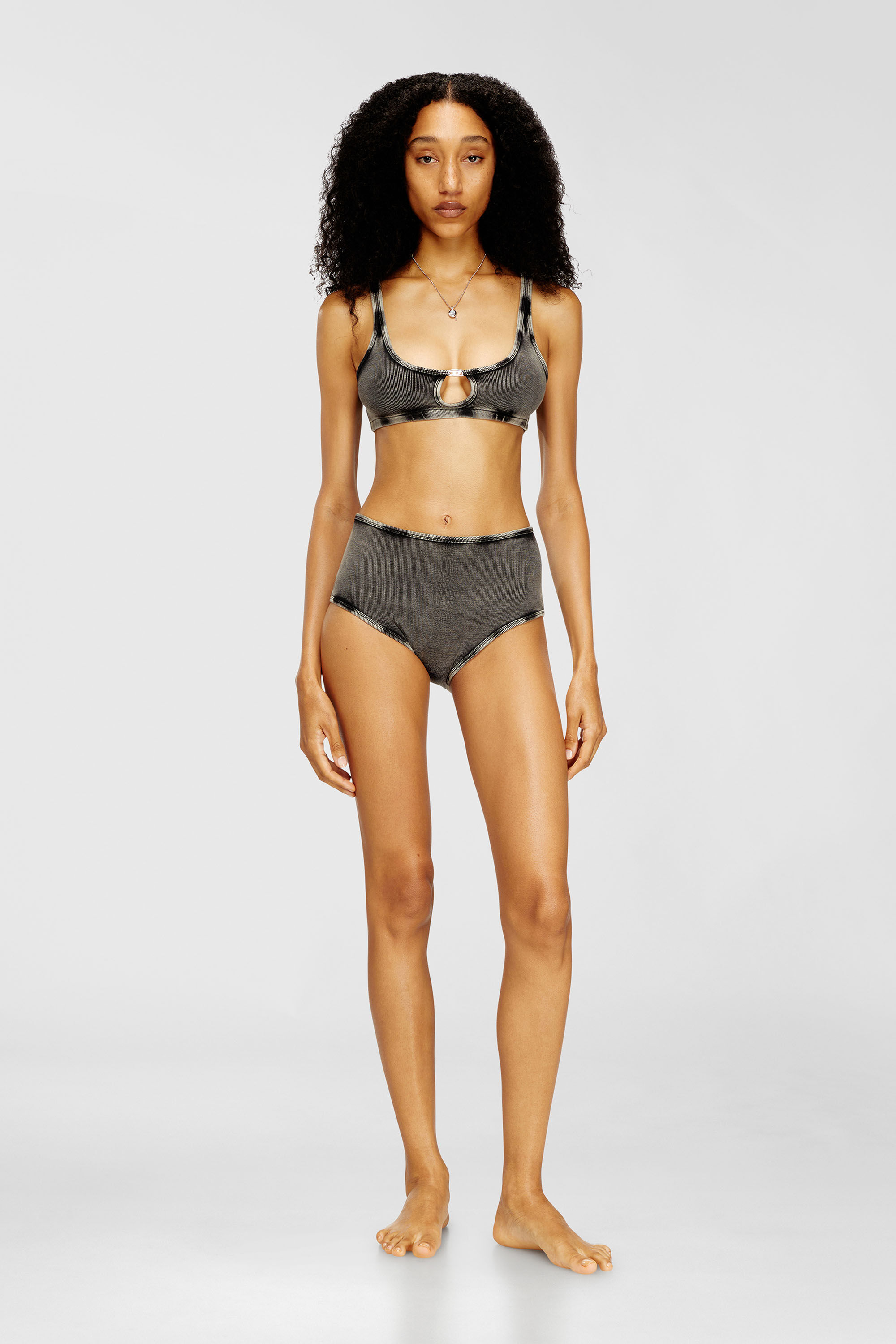 Diesel - FLORENCE-DNM, Woman's Bralette cotton rib with jewel Oval D in Grey - 1