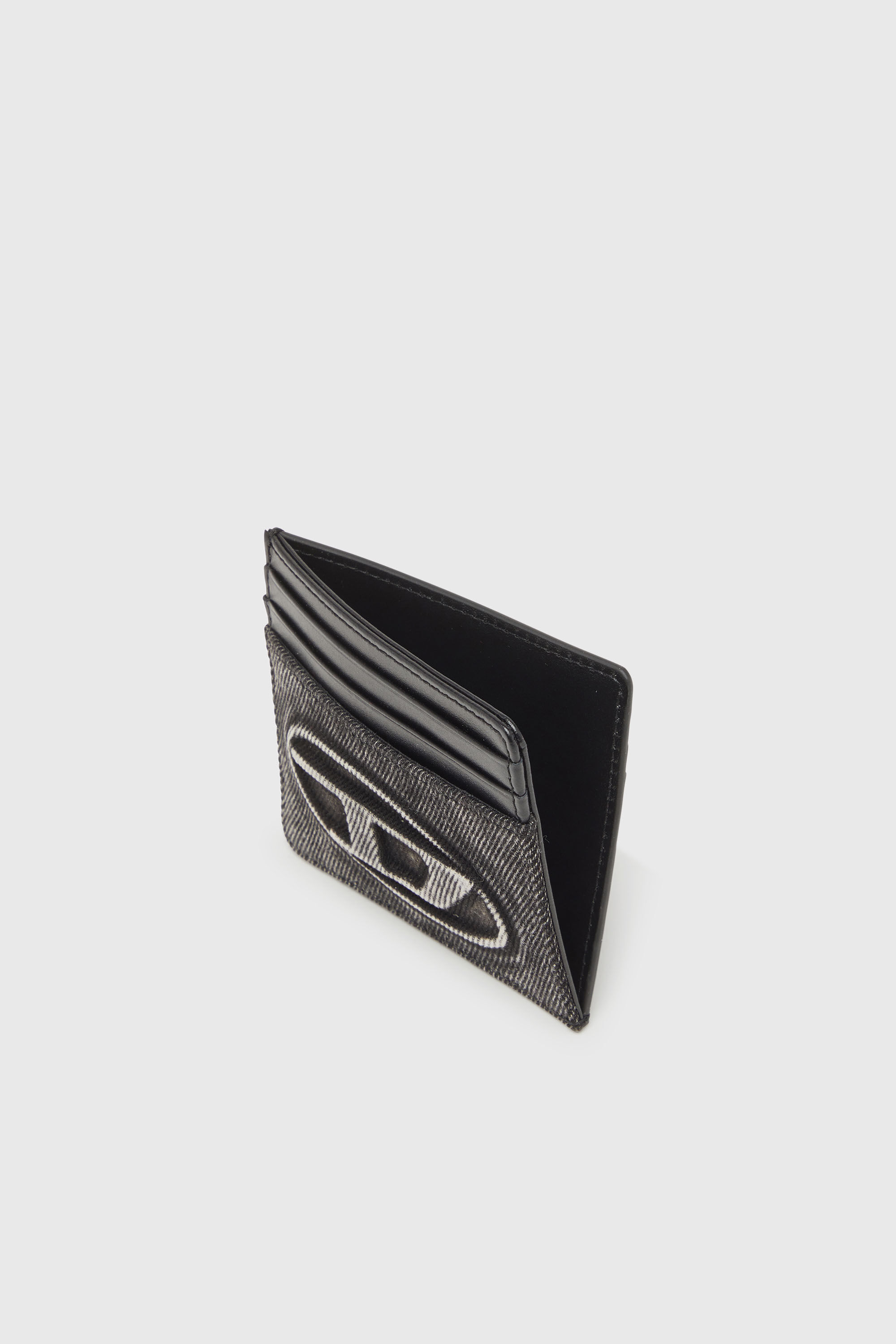 Diesel - 1DR CARD CASE, Unisex's Card holder in washed cotton and leather in Dark grey - 3