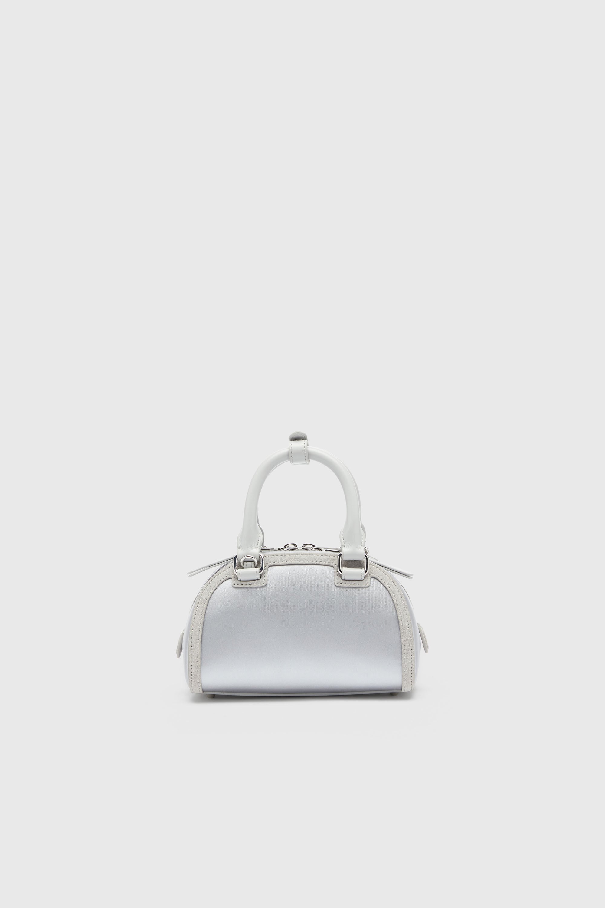 Diesel - 1DR DOME CROSSBODY, Woman's 1DR Dome - Small bowling bag in satin and suede in Silver - 3