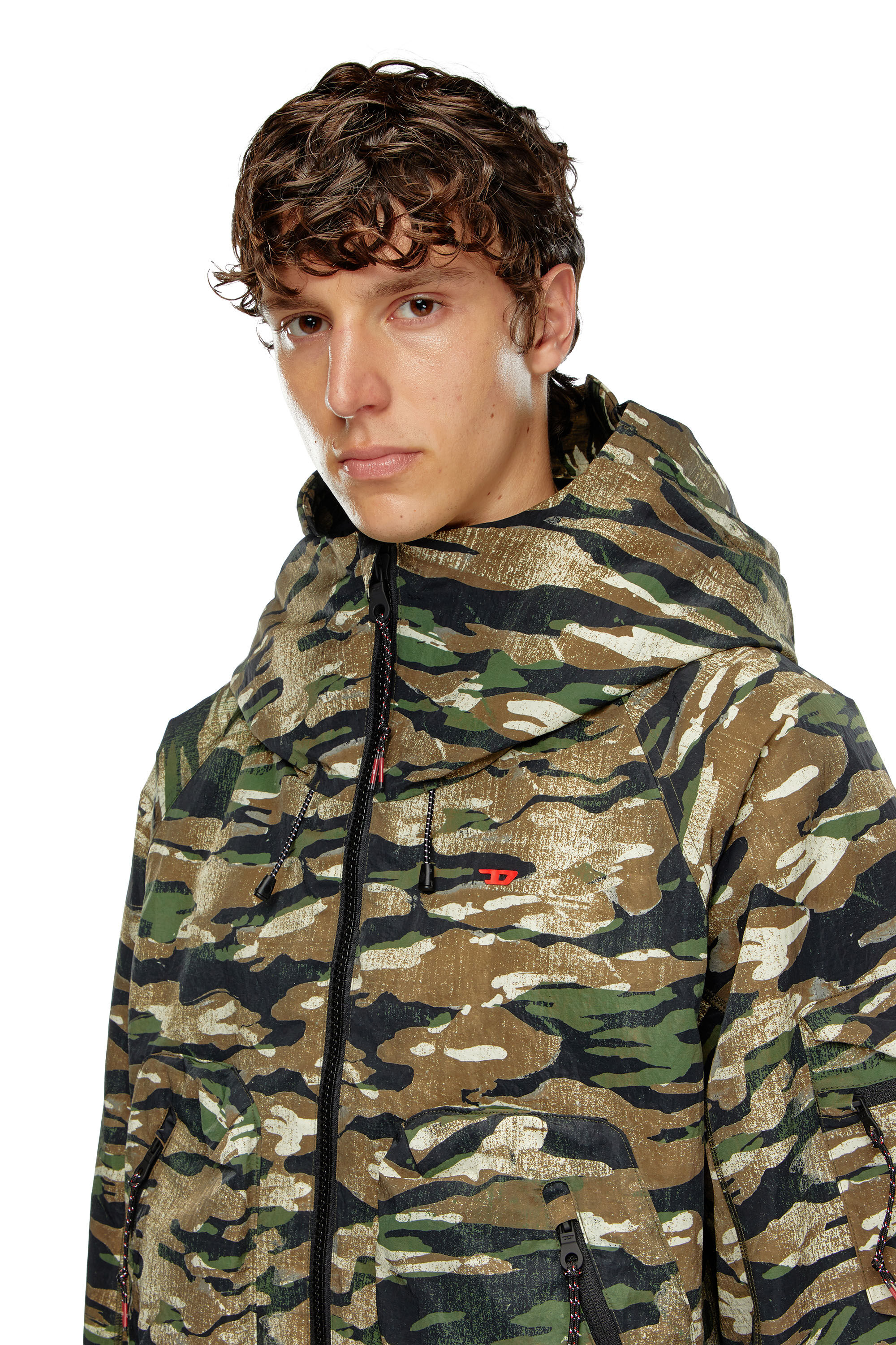 Diesel - AMWT-BERNARD-WT24, Man's Camouflage hooded jacket in Green/Brown - 5