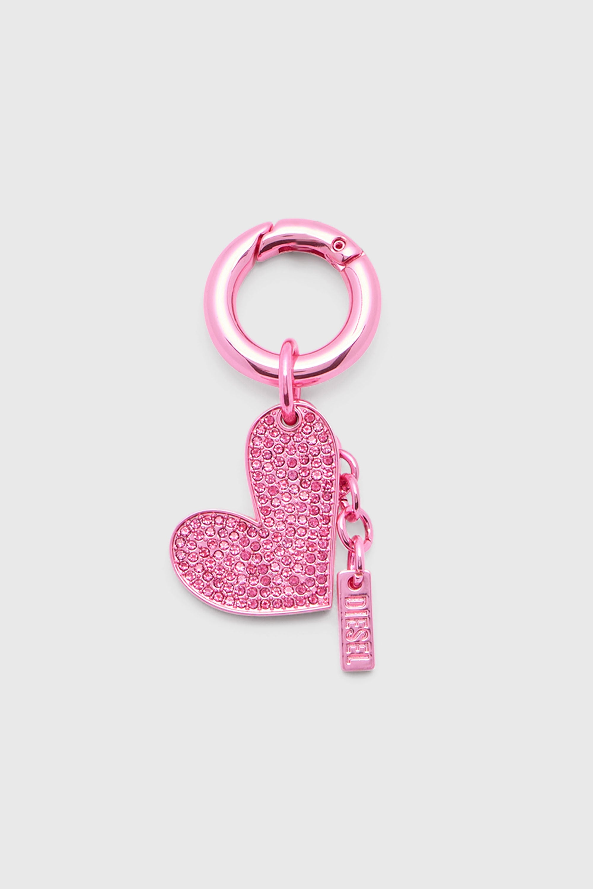 Diesel - CHARM-HEART, Woman's Metal heart charm with rhinestones in Pink - 1