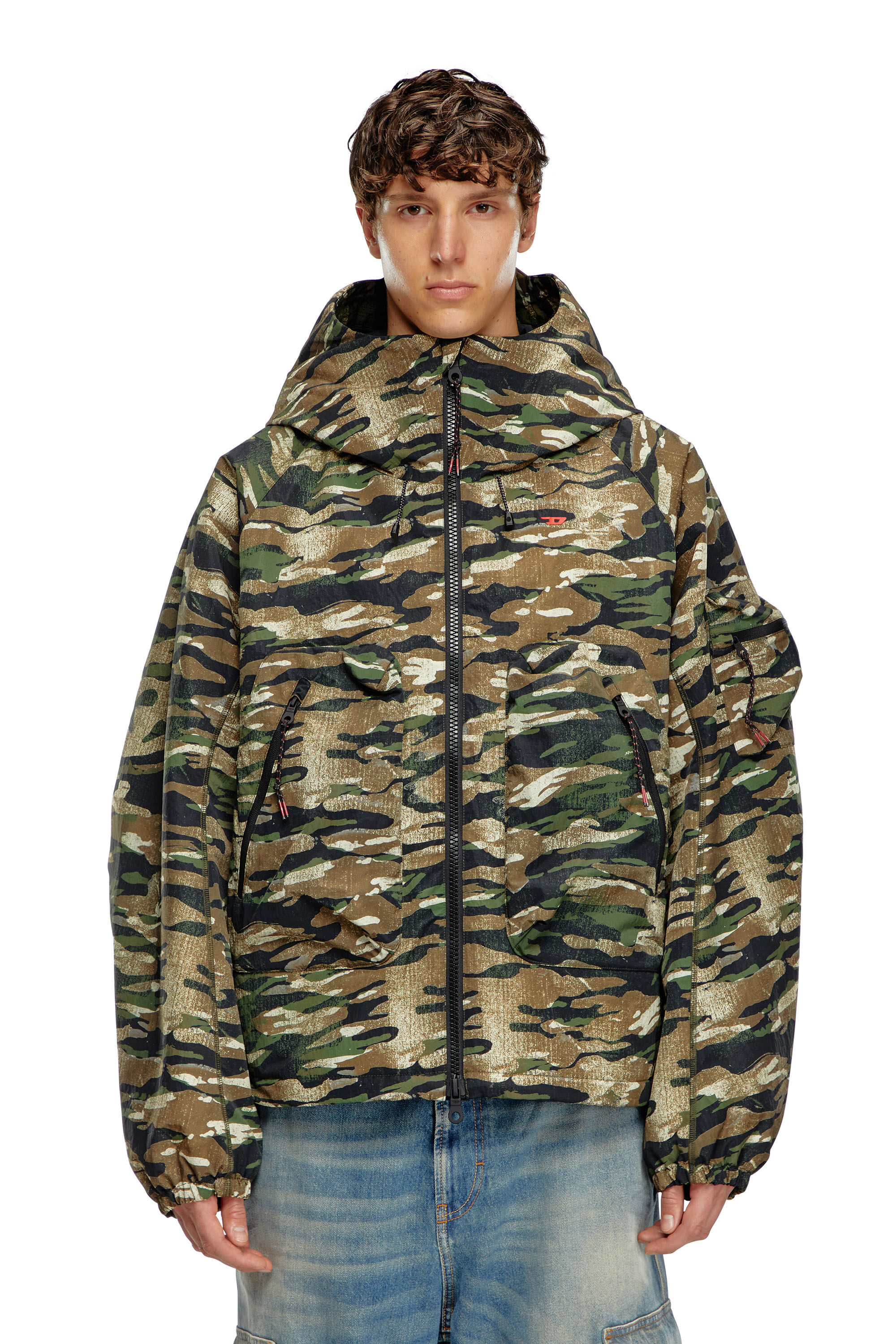 Diesel - AMWT-BERNARD-WT24, Man's Camouflage hooded jacket in Green/Brown - 3