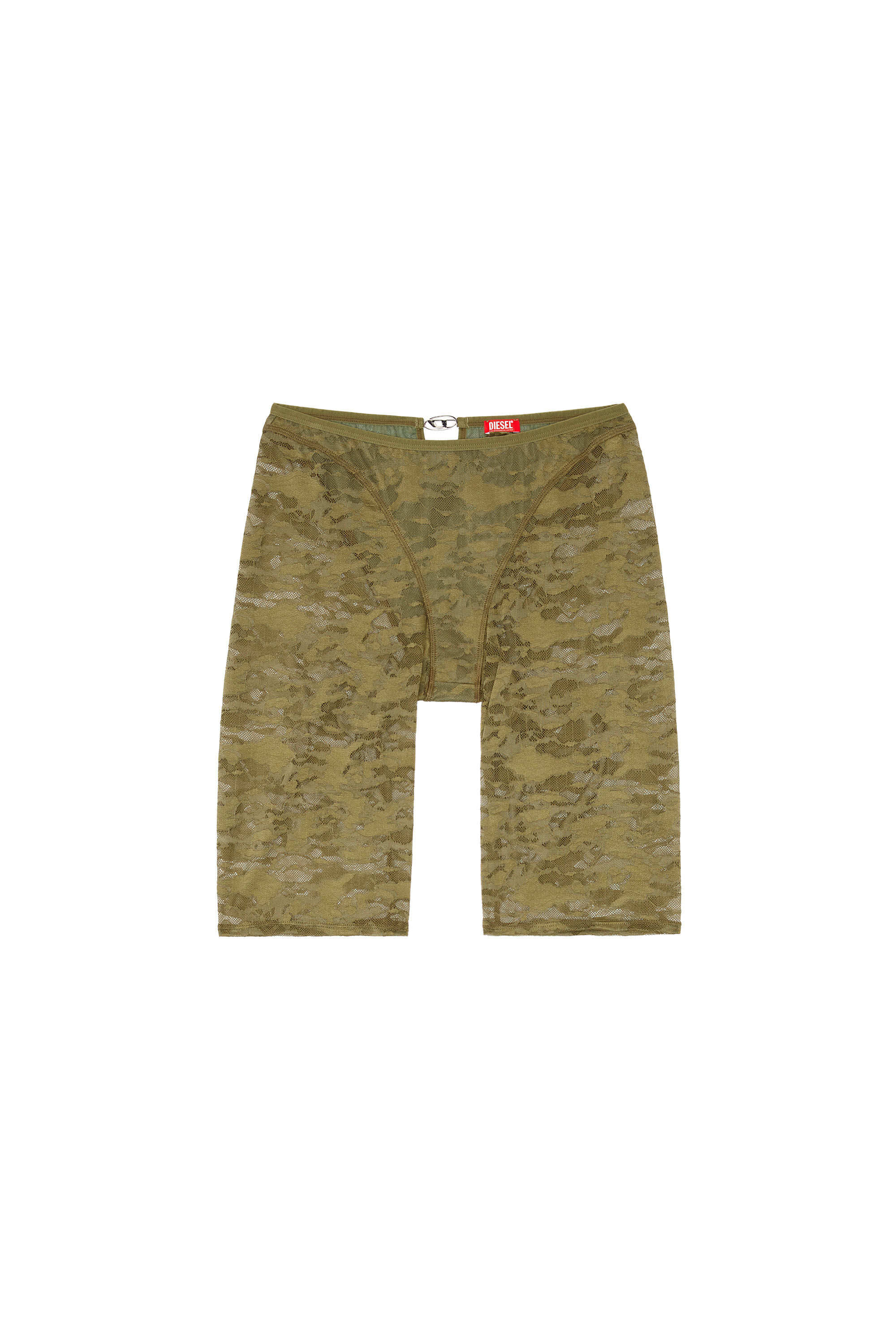 Diesel - UFLB-D-OVAL-LACE-SHORT, Woman's Camo lace shorts with Oval D plaque in Military Green - 2