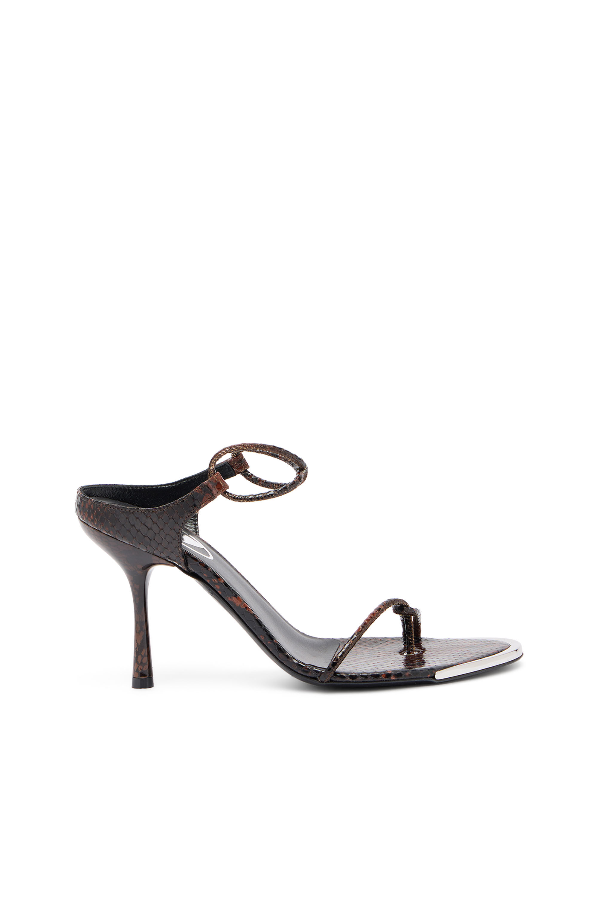 Diesel - D-DIAM'S INFRA LACE 90, Woman's D-Diam's-Thin cord sandal in croc-effect leather in Brown - 1