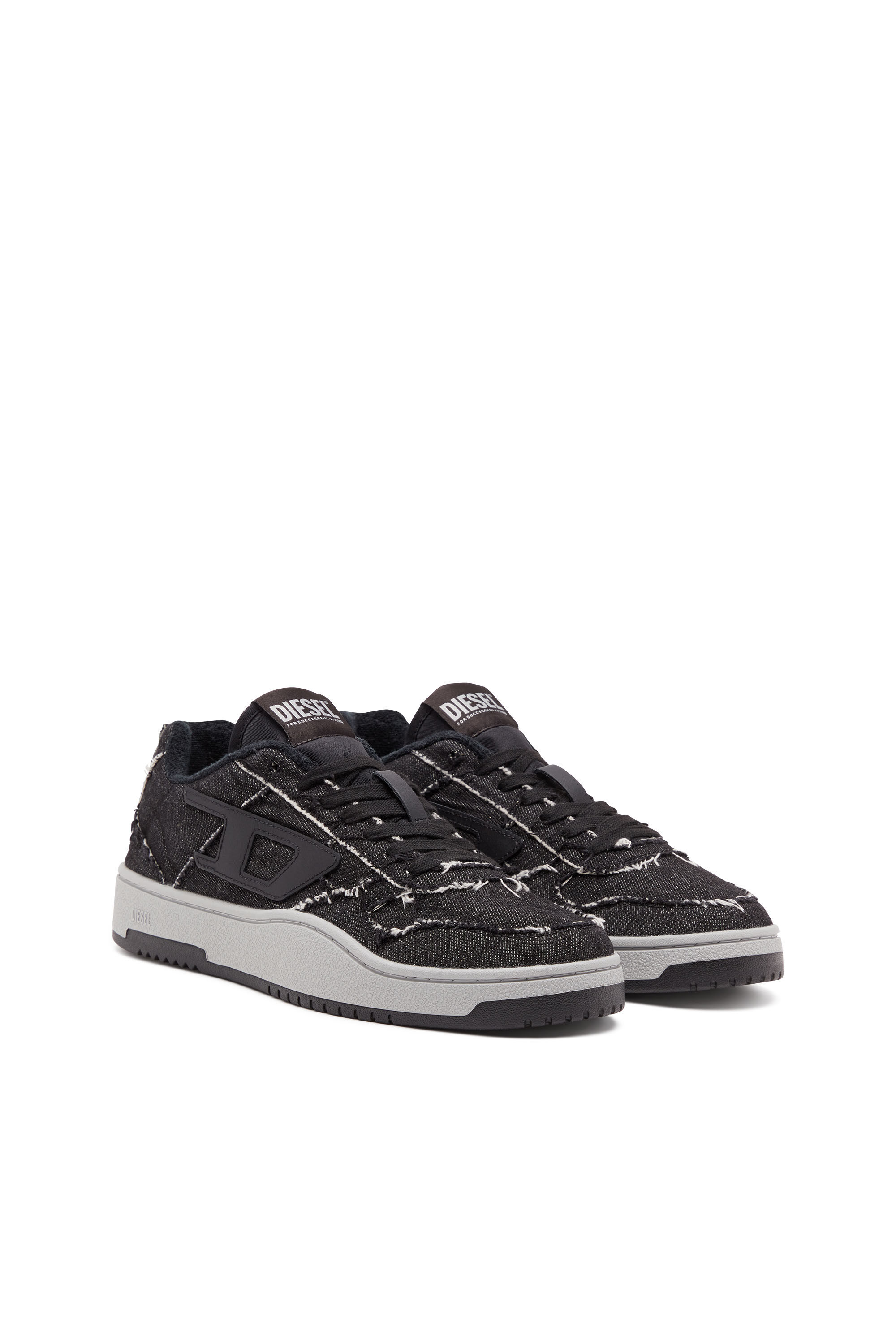 Diesel - S-UKIYO V2 LOW, Man's S-Ukiyo Low-Low-top sneakers in frayed denim in Black - 2