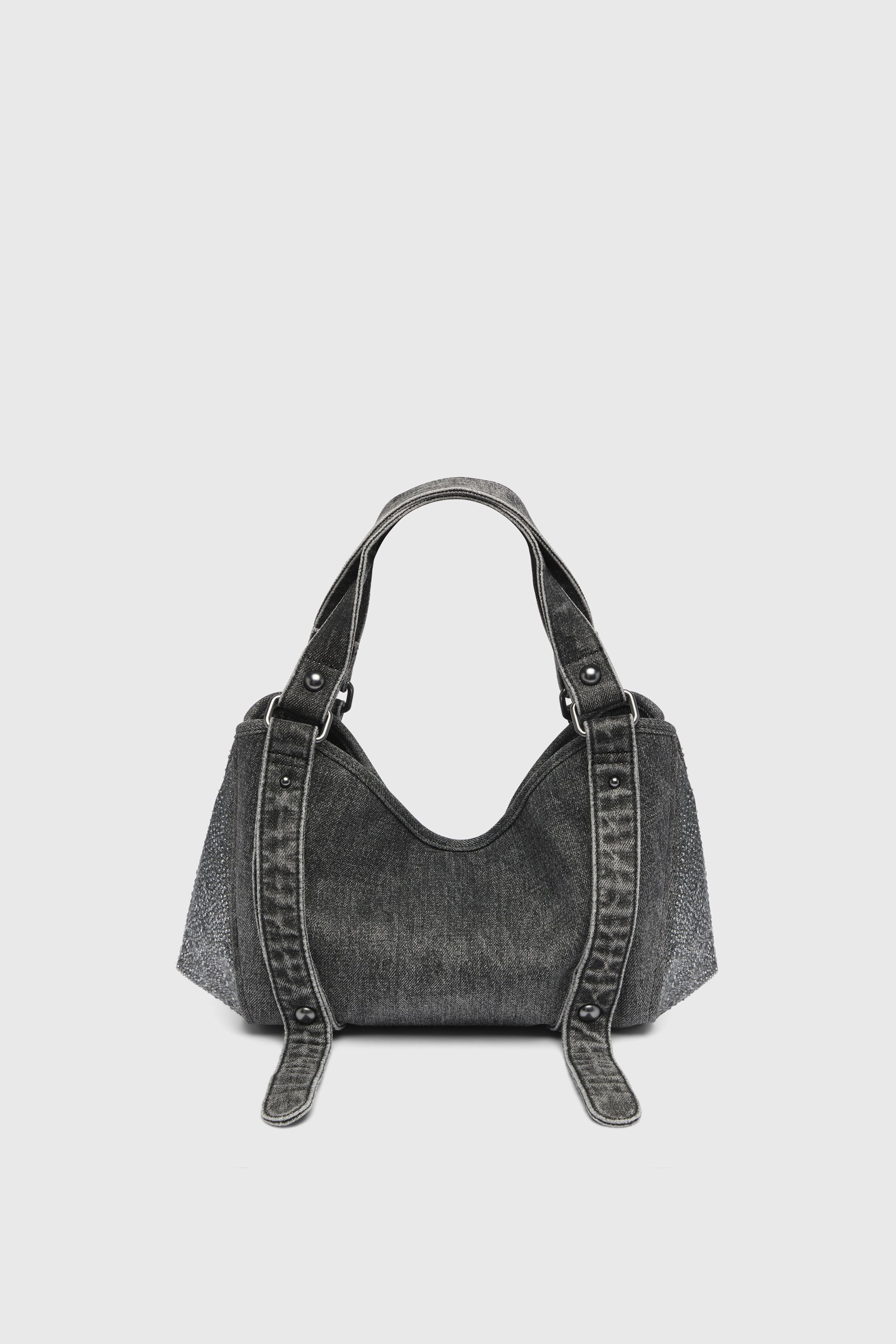 Diesel - D-ONE TOPHANDLE S, Woman's D-One-Small top-handle bag in crystal solarised denim in Black - 2