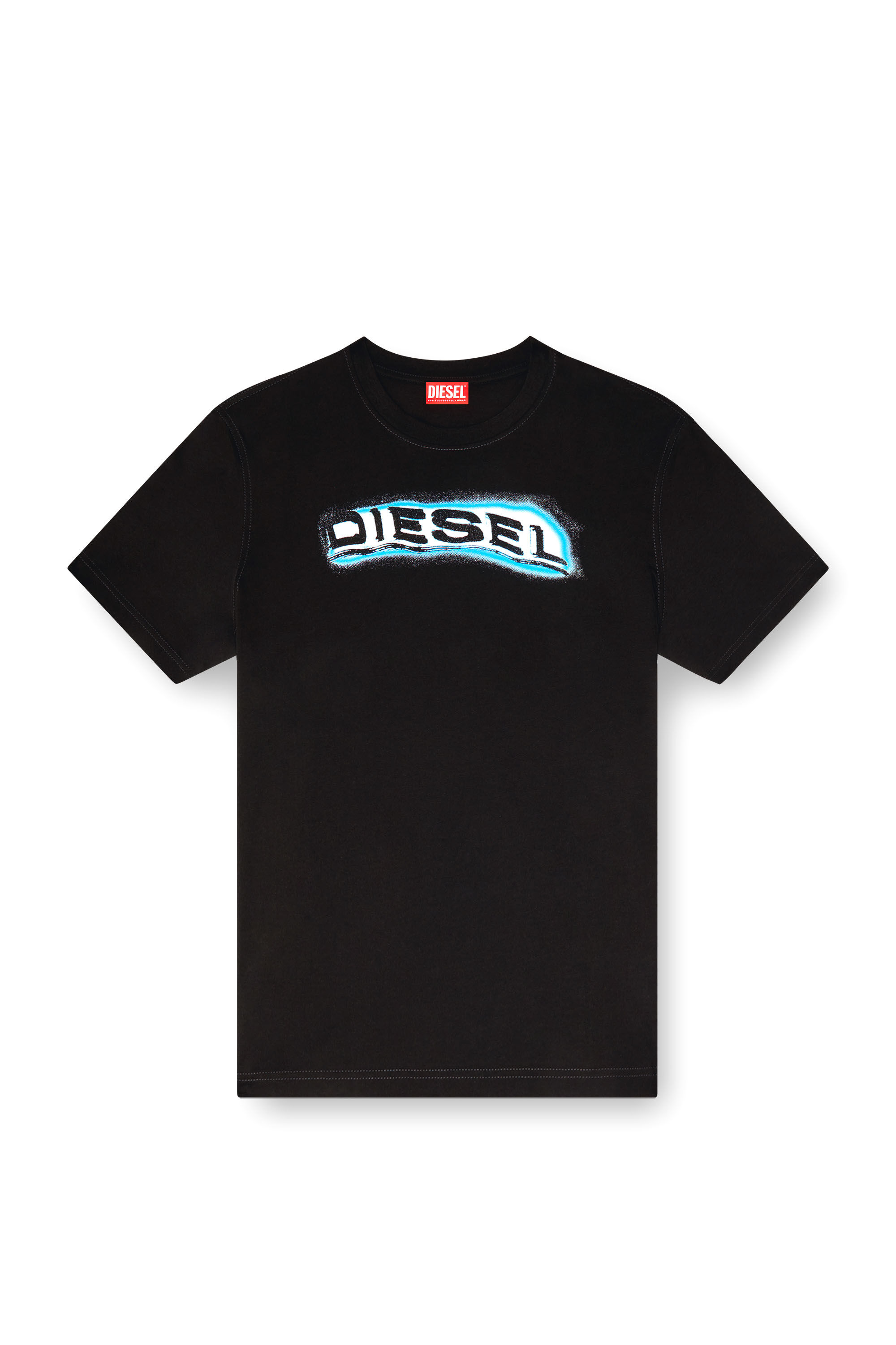 Diesel - T-ADJUST-R4, Man's T-shirt with puff-print logo in Black - 2