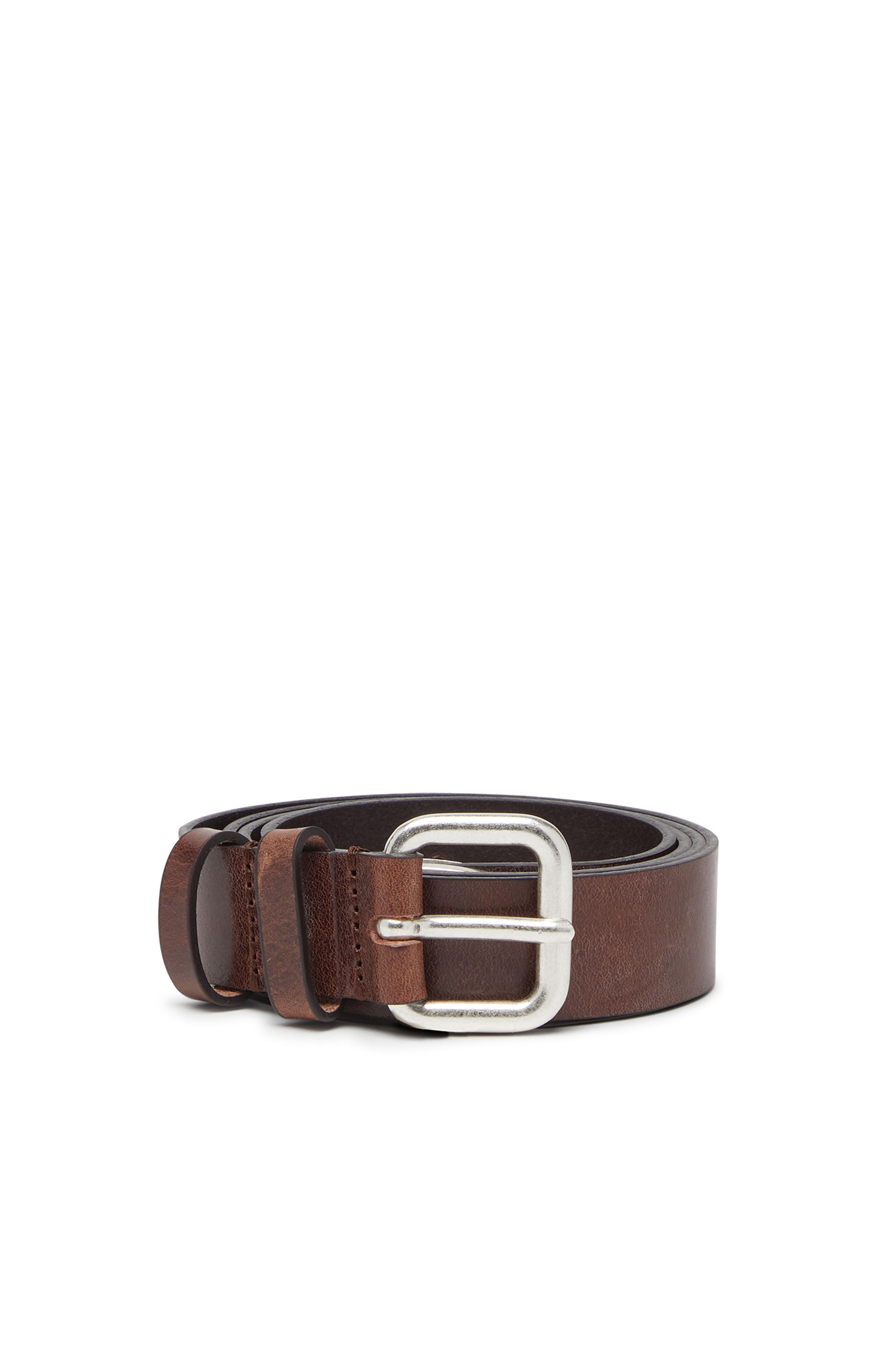 Diesel - B-INLAY, Unisex's 2.9cm leather belt with oval d logo in Brown - 1