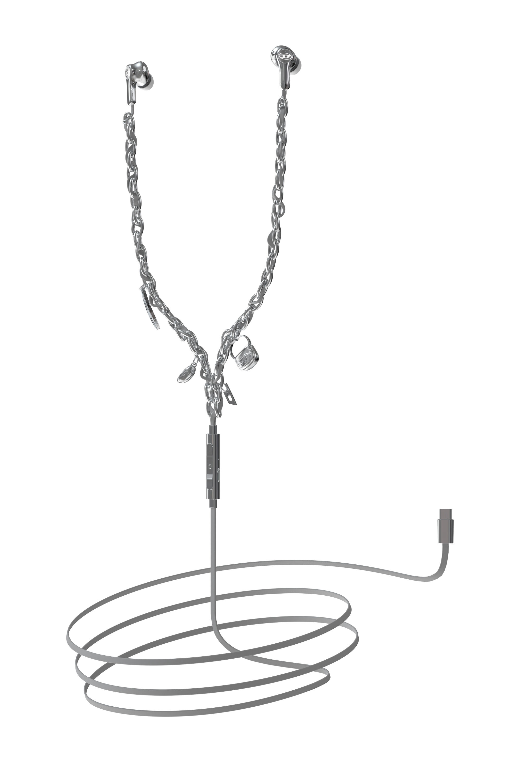 DIESEL ディーゼル シルバー 有線イヤホン 60458 新品未使用品 Women's Wired Earbuds and charms | Silver | Diesel