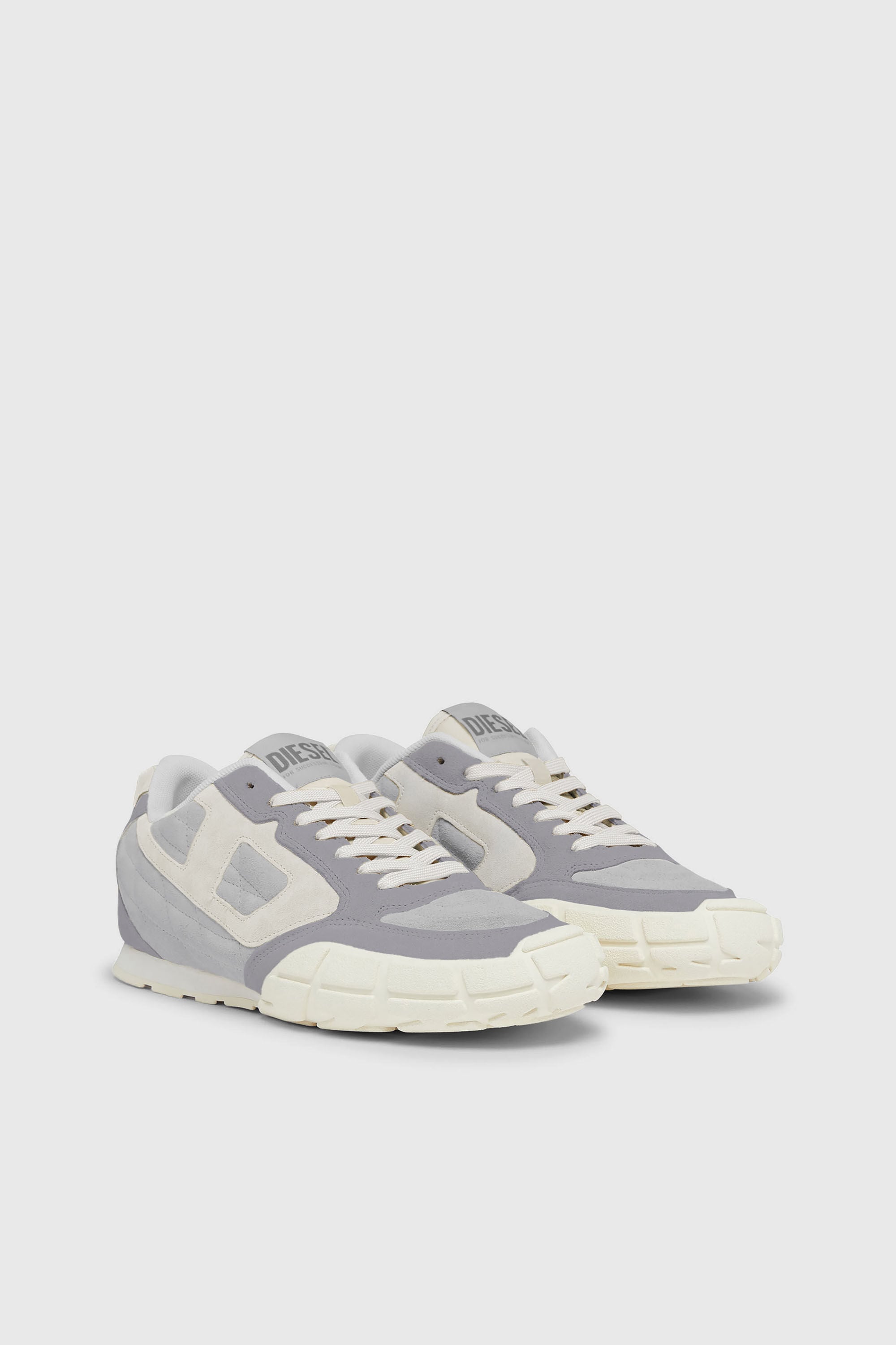 Diesel - S-PAGODHA LOW, Man's S-Pagodha-Quilted suede sneakers in Grey/White - 2