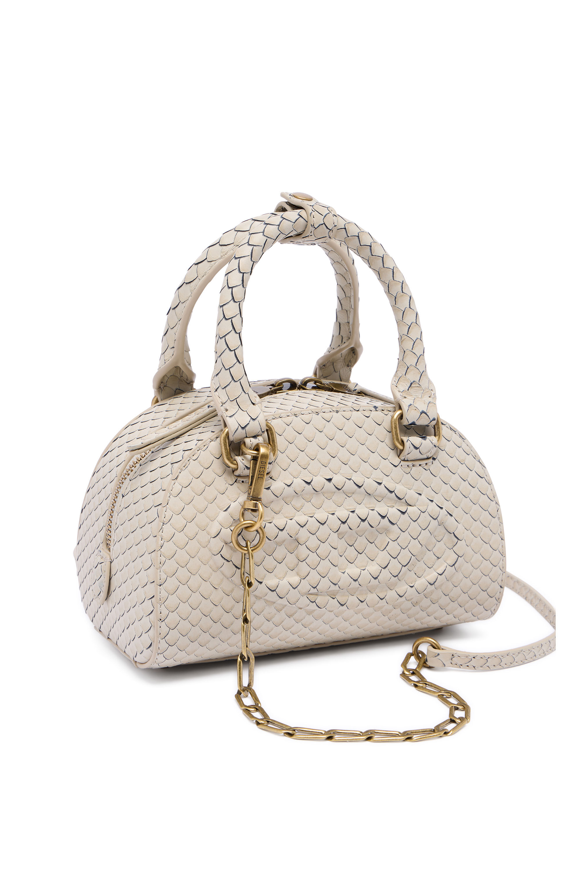 Diesel - 1DR DOME CROSSBODY, Woman's 1DR Dome-Mini bowling bag in snake-effect leather in Beige - 5