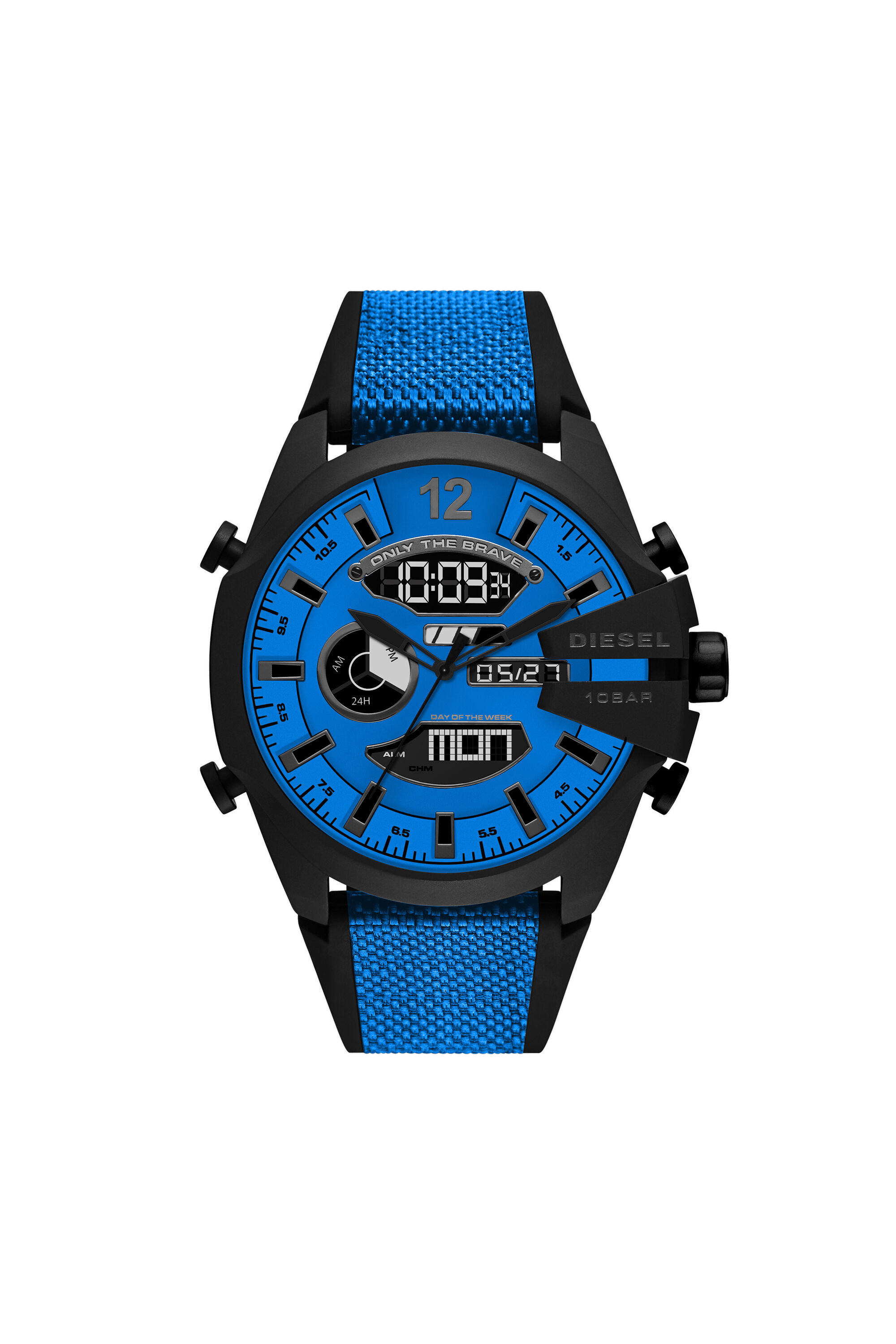 DZ4550 Man Mega Chief analog digital blue silicone watch Diesel