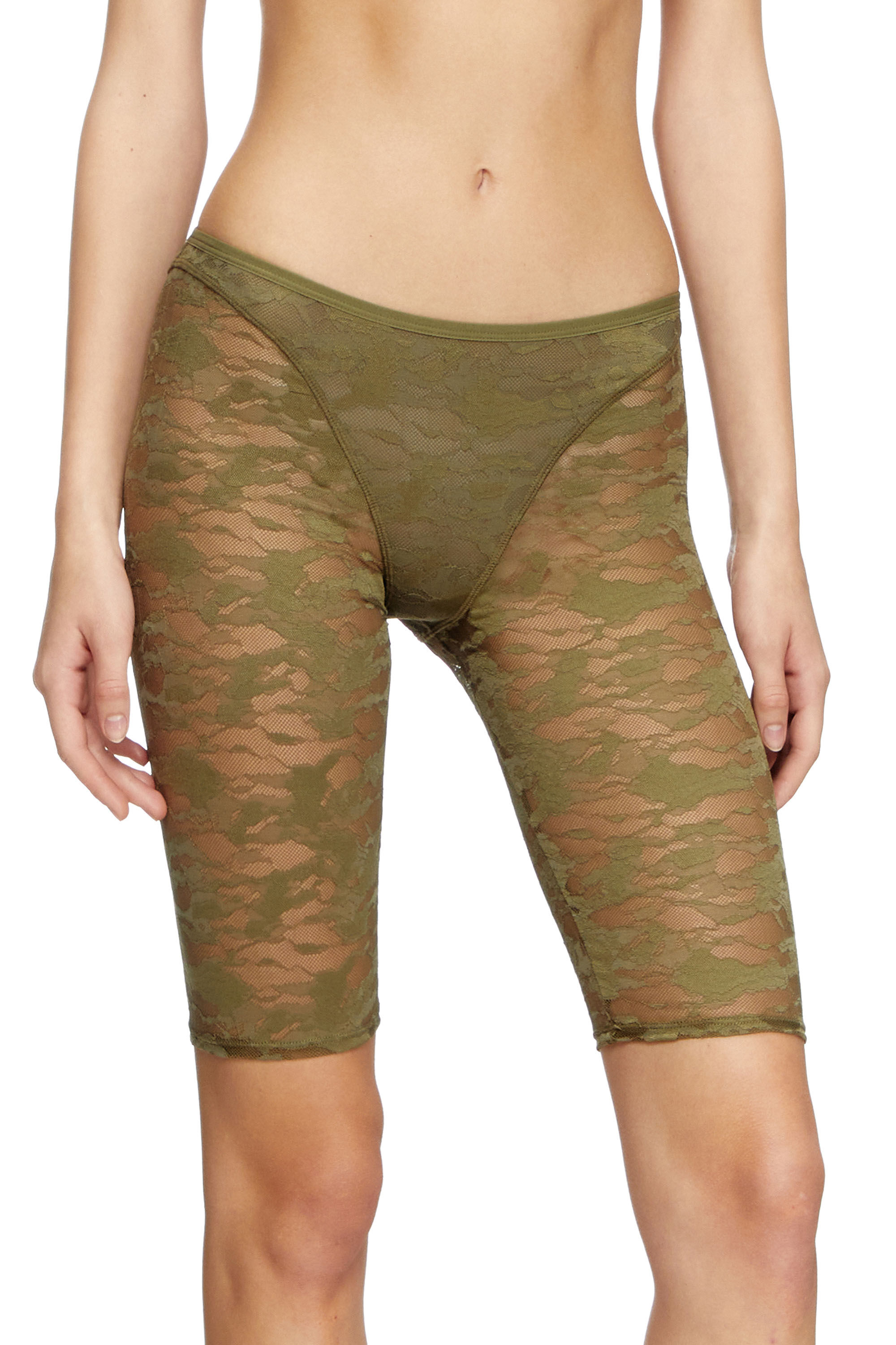 Diesel - UFLB-D-OVAL-LACE-SHORT, Woman's Camo lace shorts with Oval D plaque in Military Green - 3