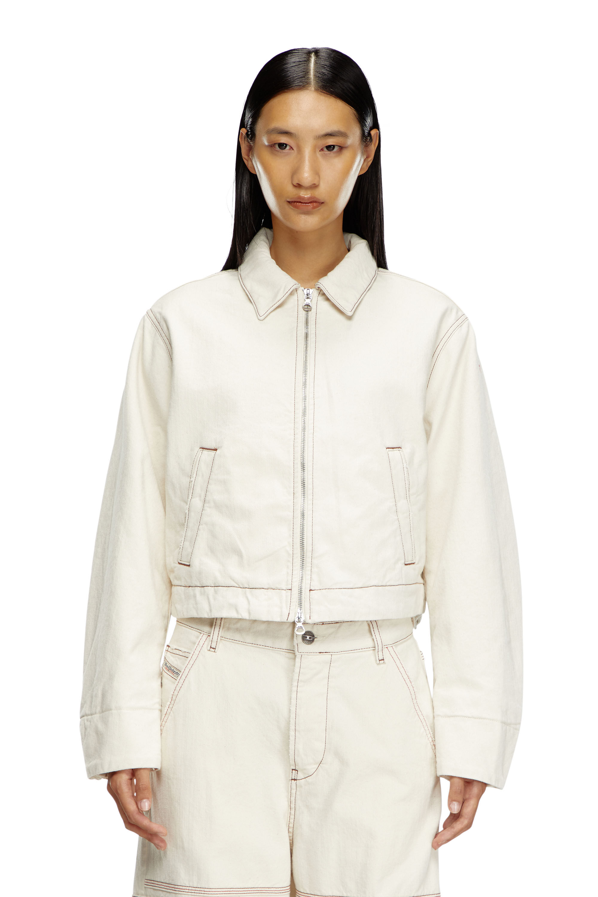 Diesel - DE-NOVA, Woman's Padded jacket in clean-wash denim in White - 6