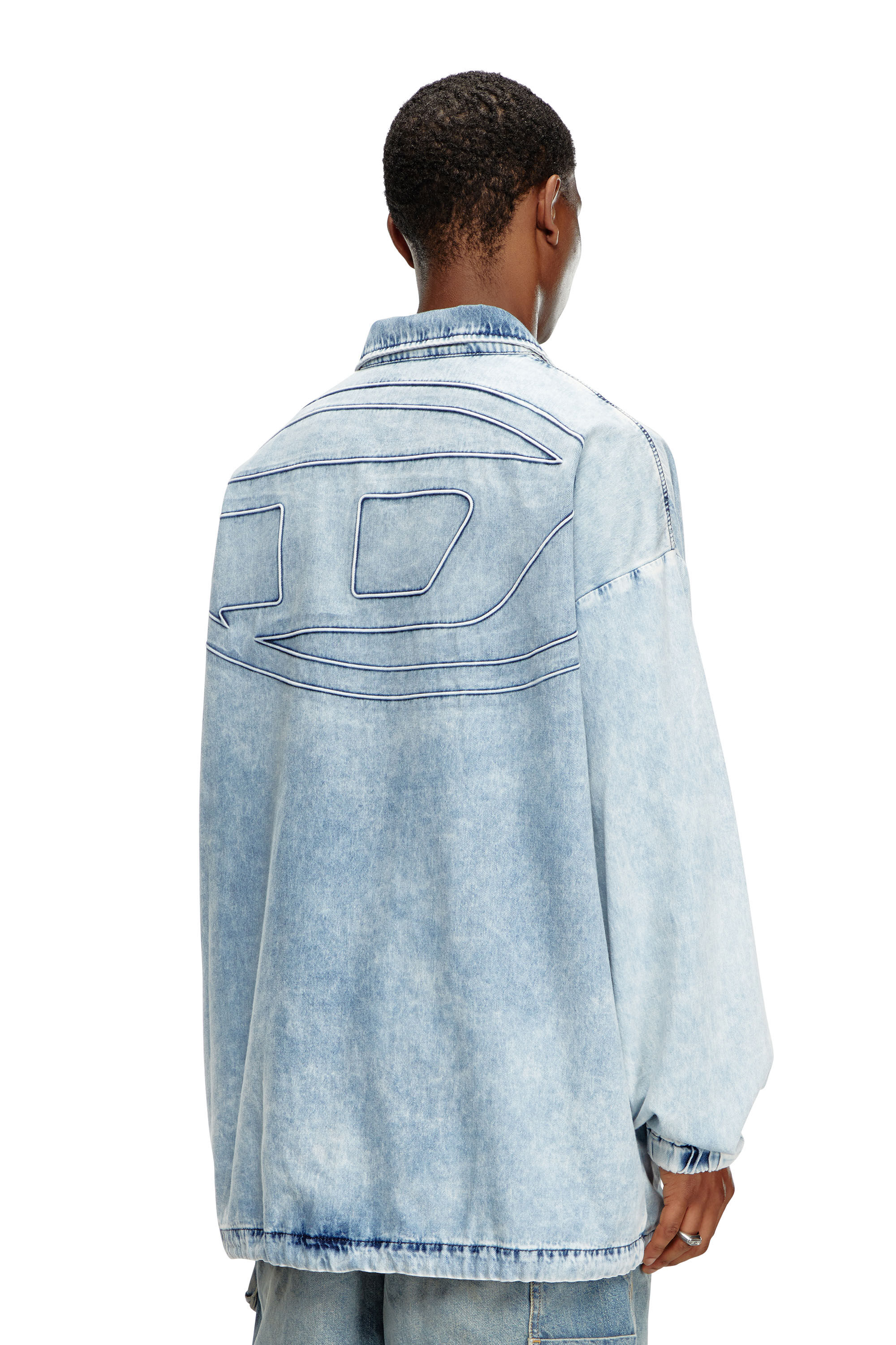 Diesel - D-KRAP-S1, Man's Denim jacket with Oval D in Light Blue - 3