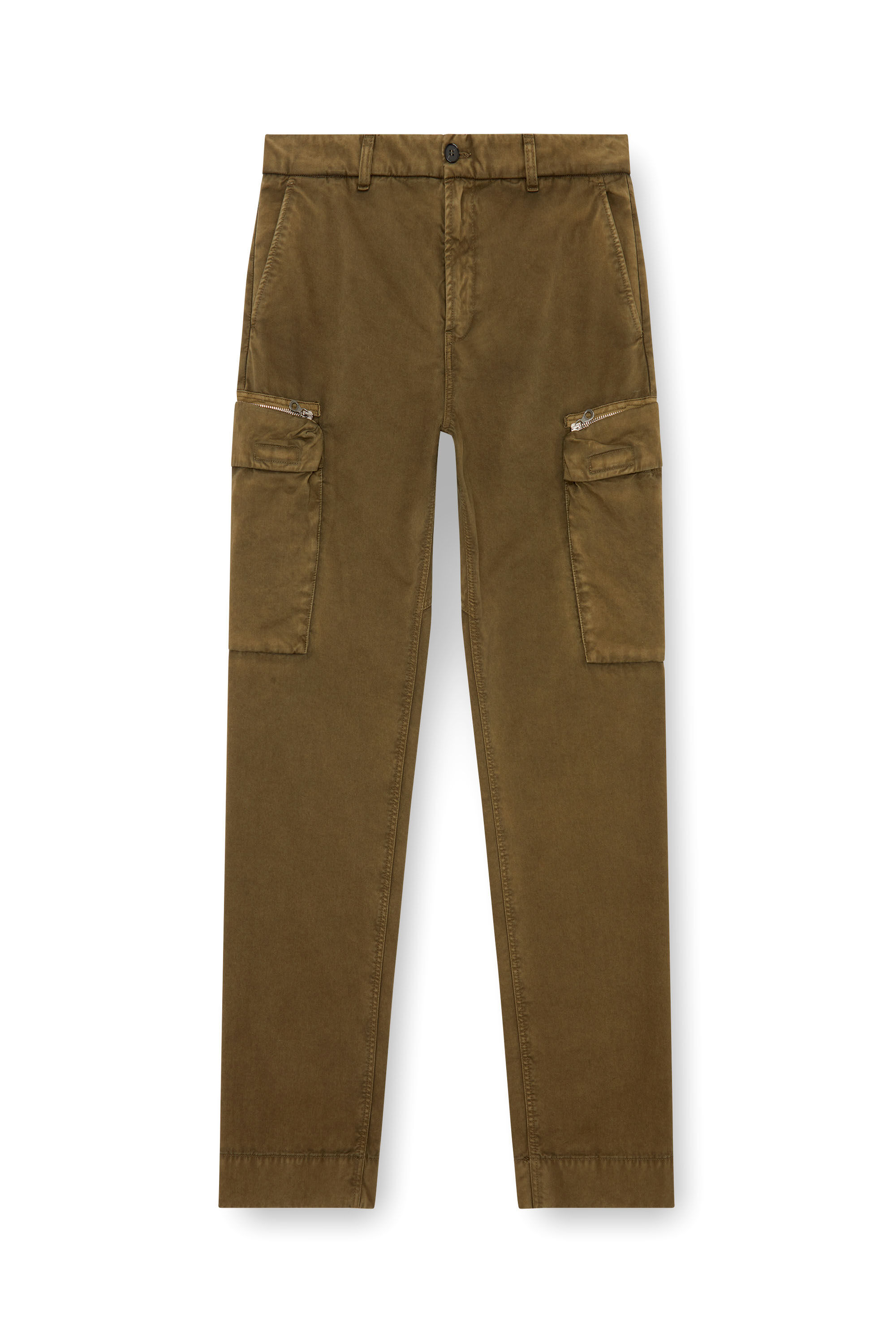 Diesel - P-YE, Man's Pants in faded peachskin twill in Military Green - 2