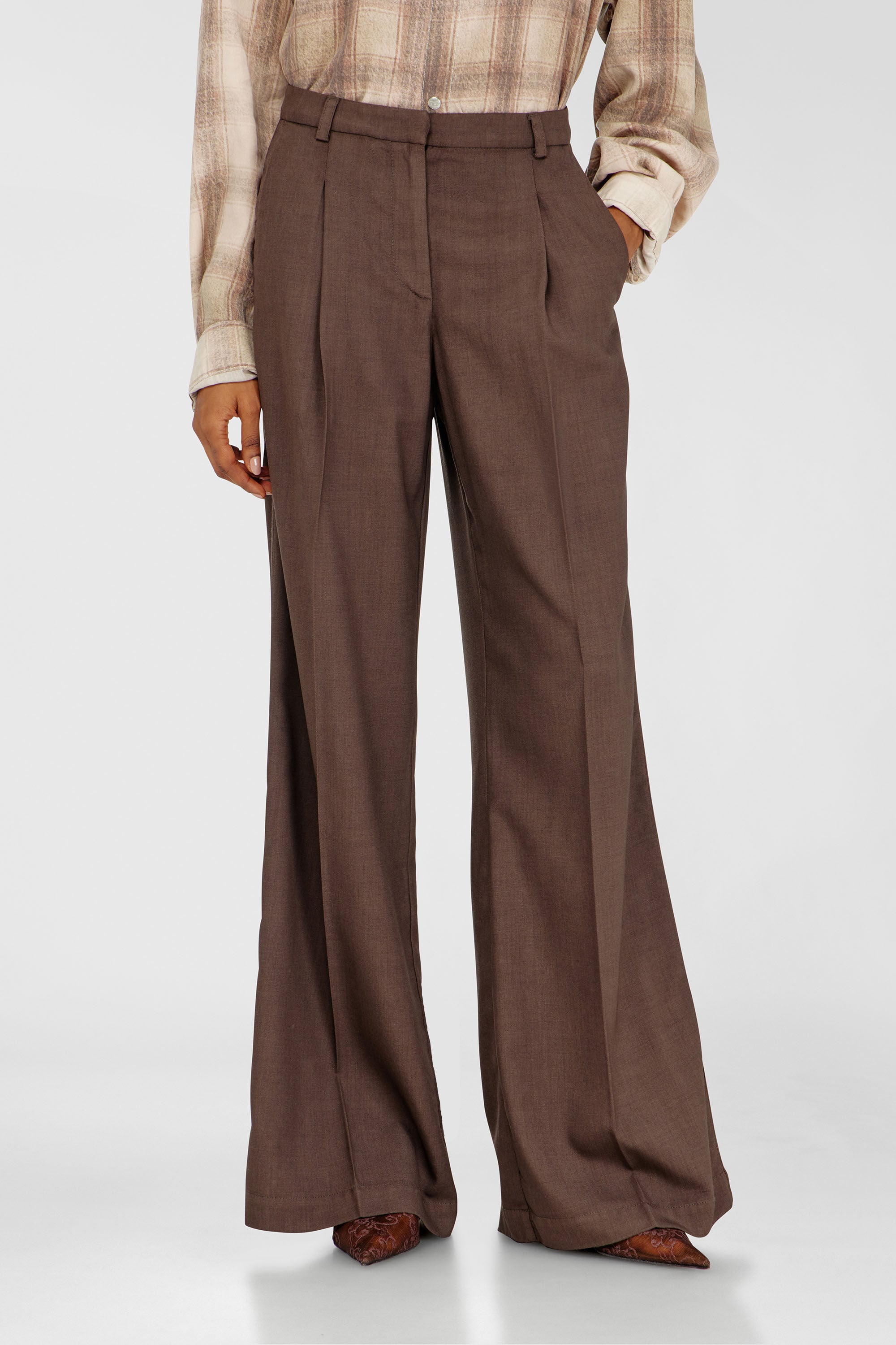 Diesel - P-ARIDE, Woman's Pleated wide-leg pants in stretch wool in null - 3