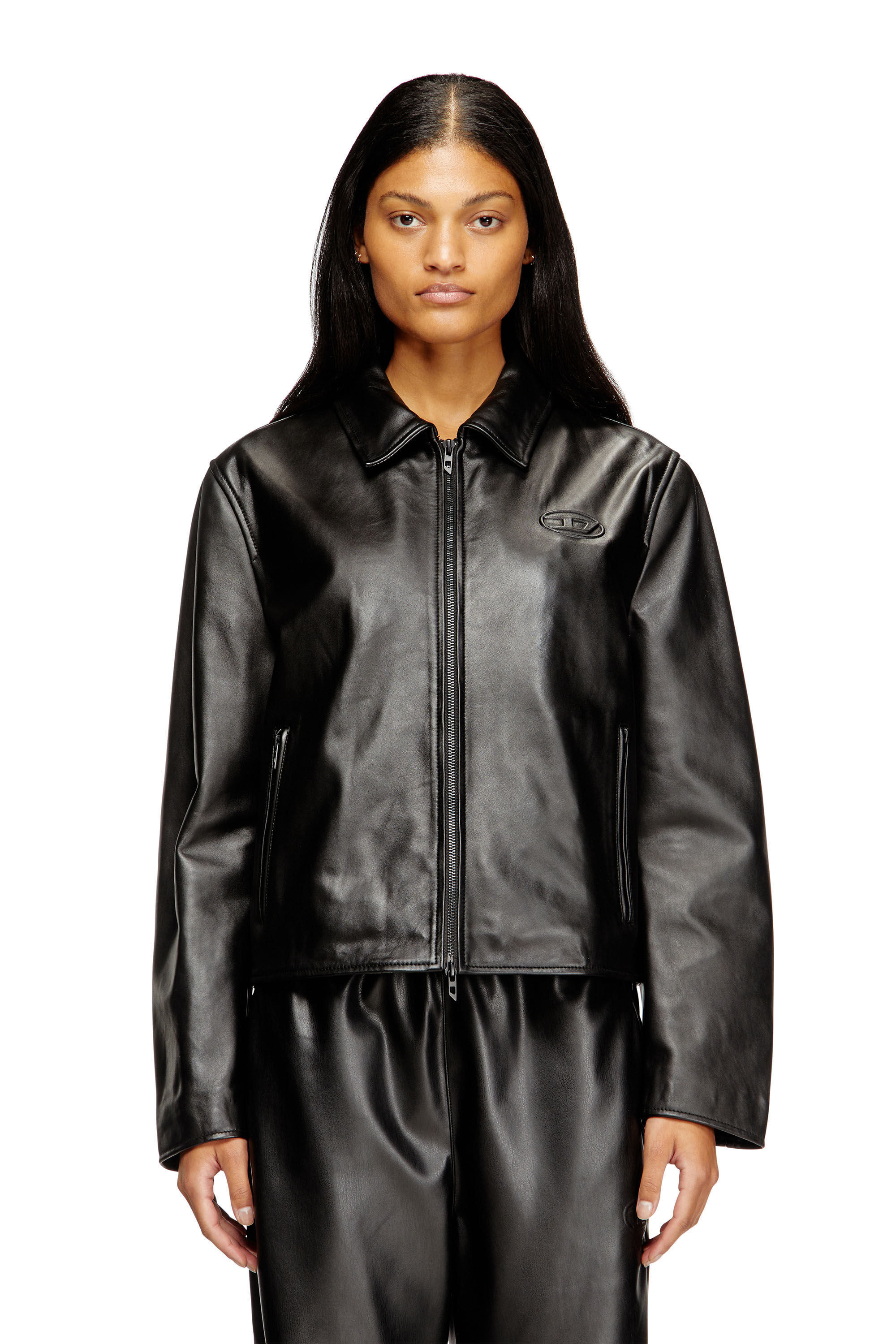 Diesel - L-AMAR-FEM-S2, Woman's Coach jacket in leather in Black - 3