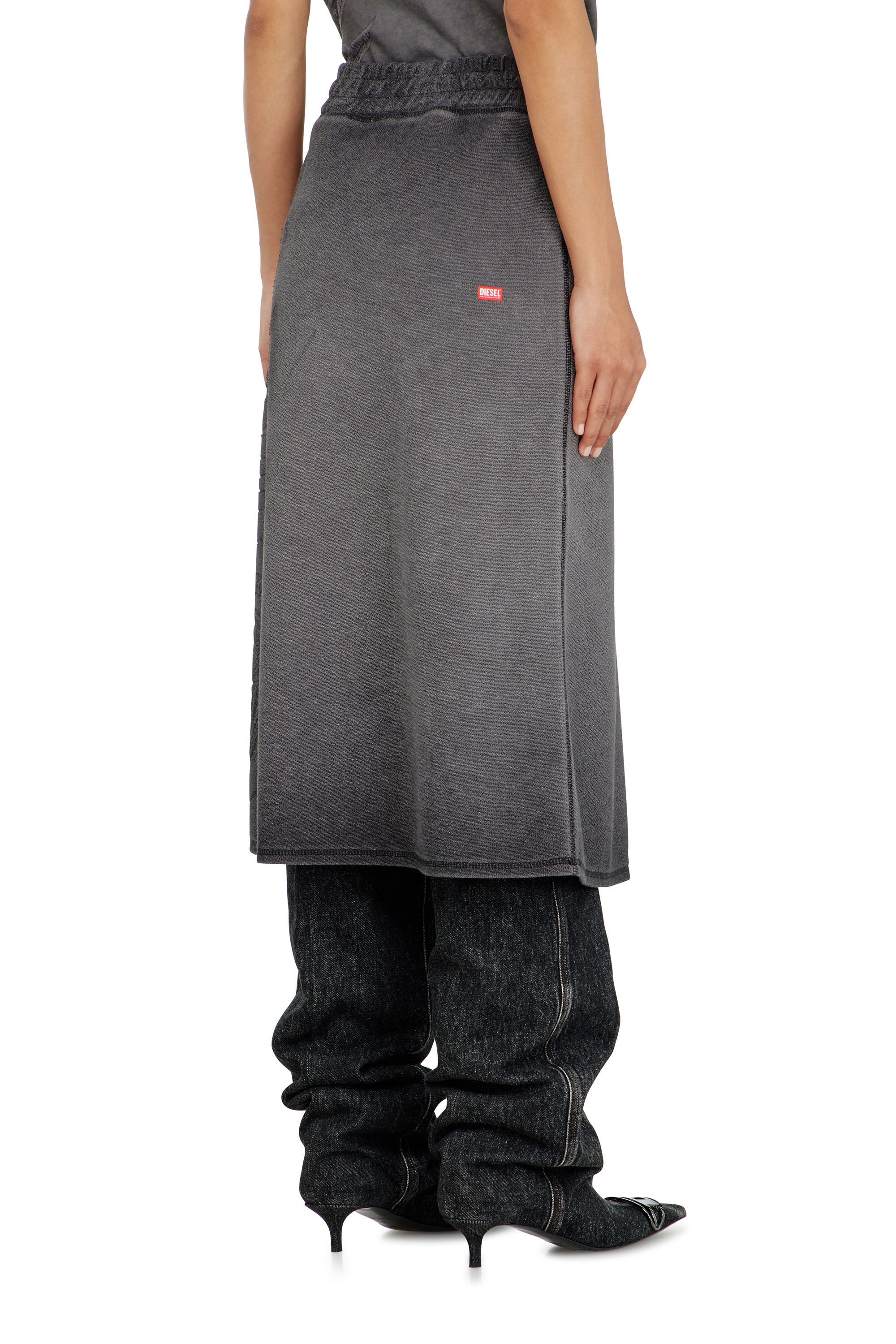 Diesel - O-BEAUTY, Woman's Fleece midi skirt with d&eacute;vor&eacute; print in null - 4