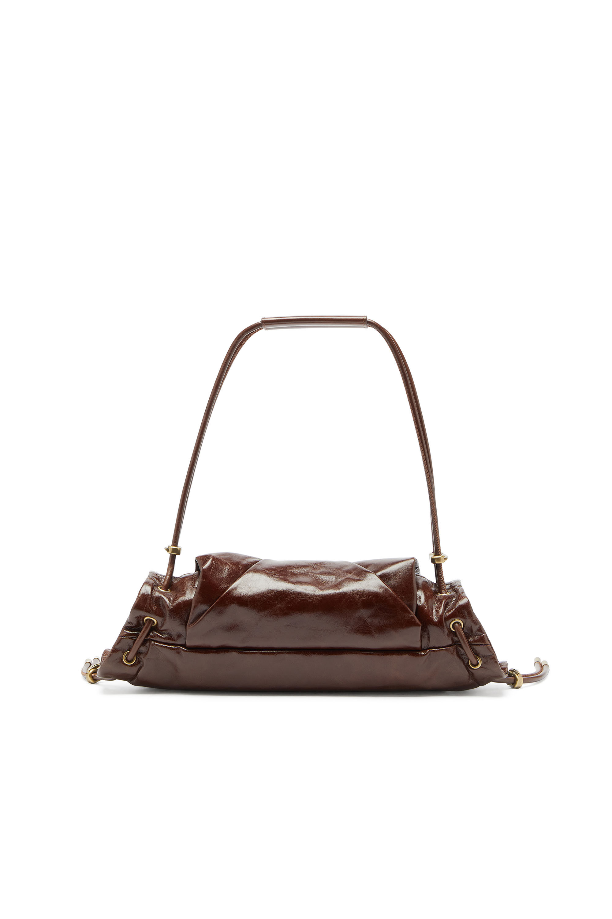 Diesel - SCRUNCH-D SHOULDER S, Woman's Scrunch-D-Small shoulder bag in shiny scrunched leather in Brown - 2