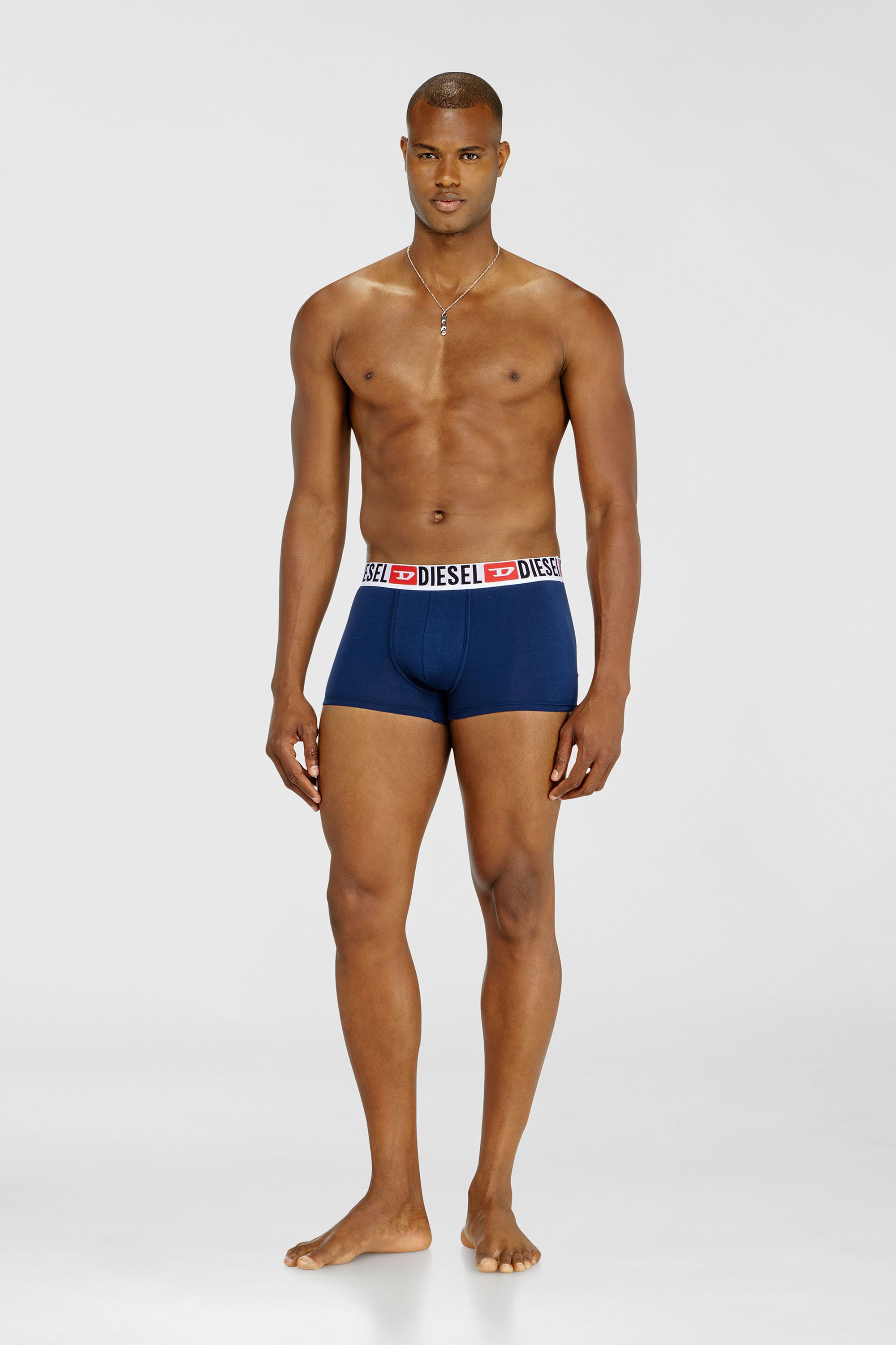 Diesel - UMBX-DAMIENTHREEPACK, Man's Three-pack of all-over logo waist boxers in Blue/Black - 1