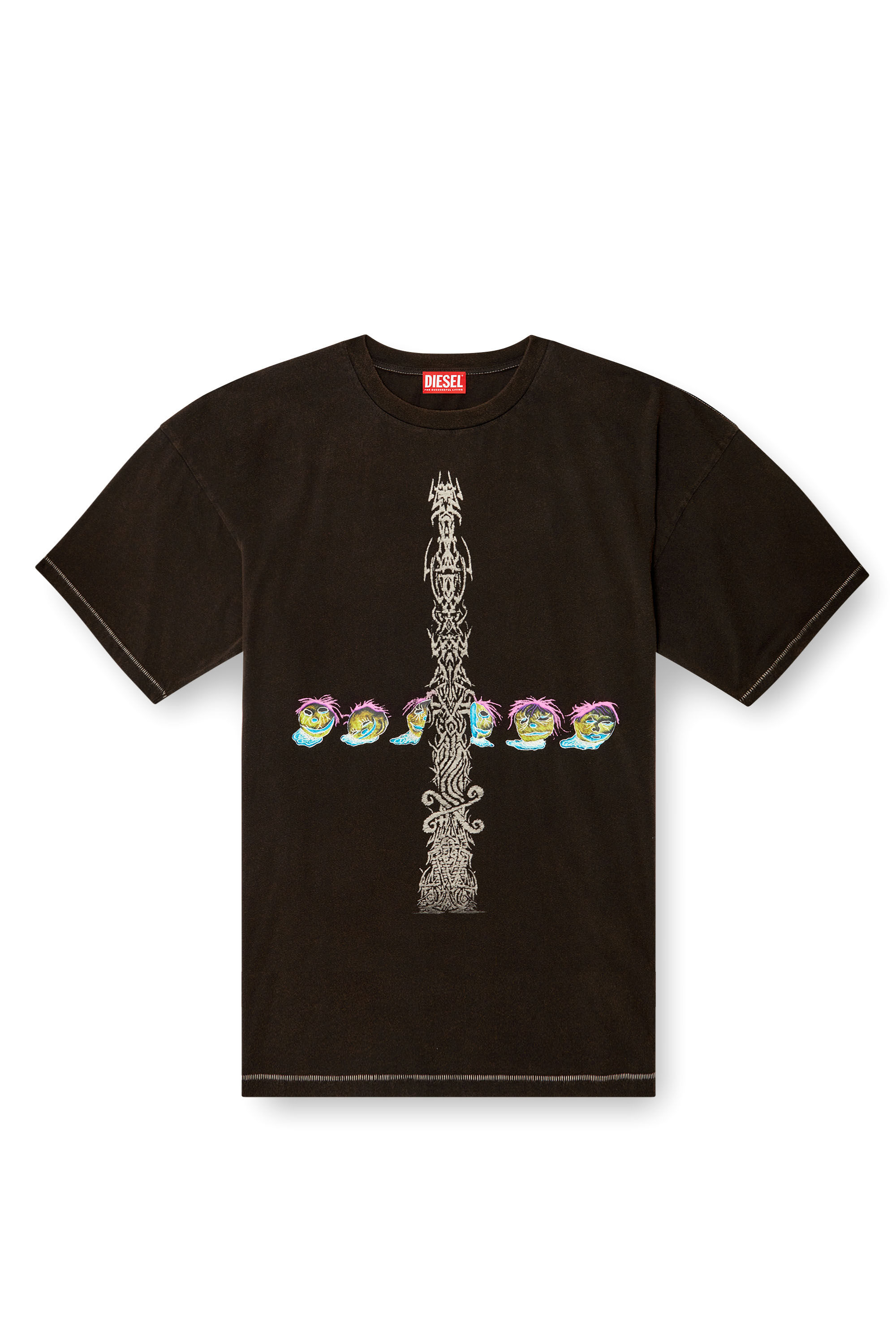 Diesel - T-BOXT-R4, Man's Acid-wash T-shirt with printed graphics in Black - 2