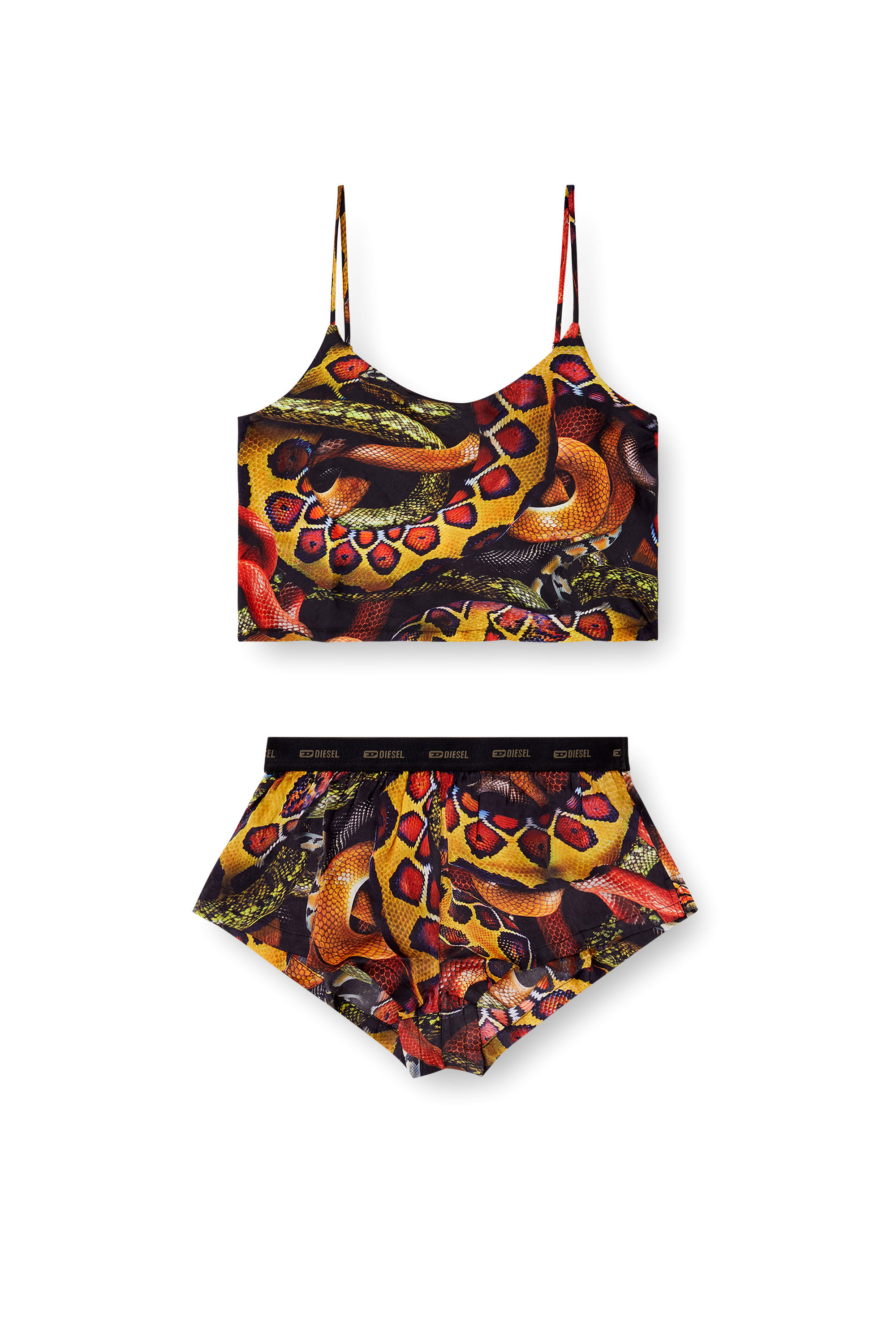 Diesel - SET-IVONE-SNAKE, Woman's Satin pyjama set with snake print in Multicolor - 2