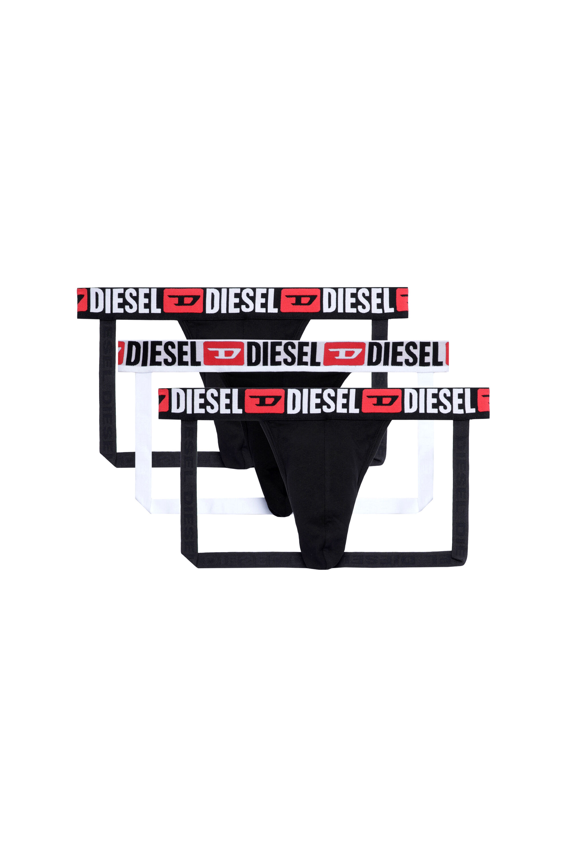 Diesel - UMBR-JOCKYTHREEPACK, Man's Three-pack jockstraps with logo waists in Black - 2