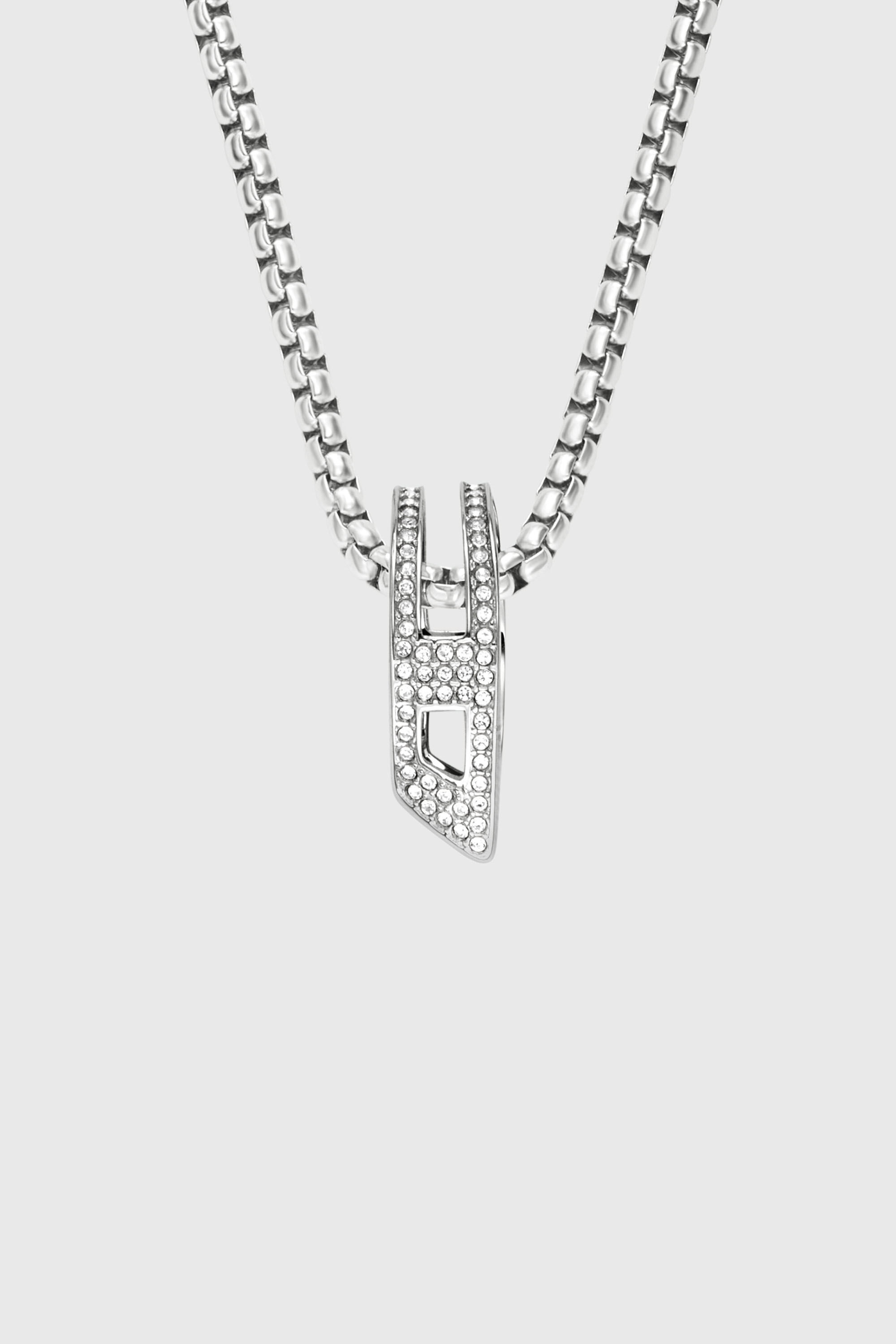 Diesel - DX1741040, Unisex's Stainless steel pave pendant necklace in Silver - 2