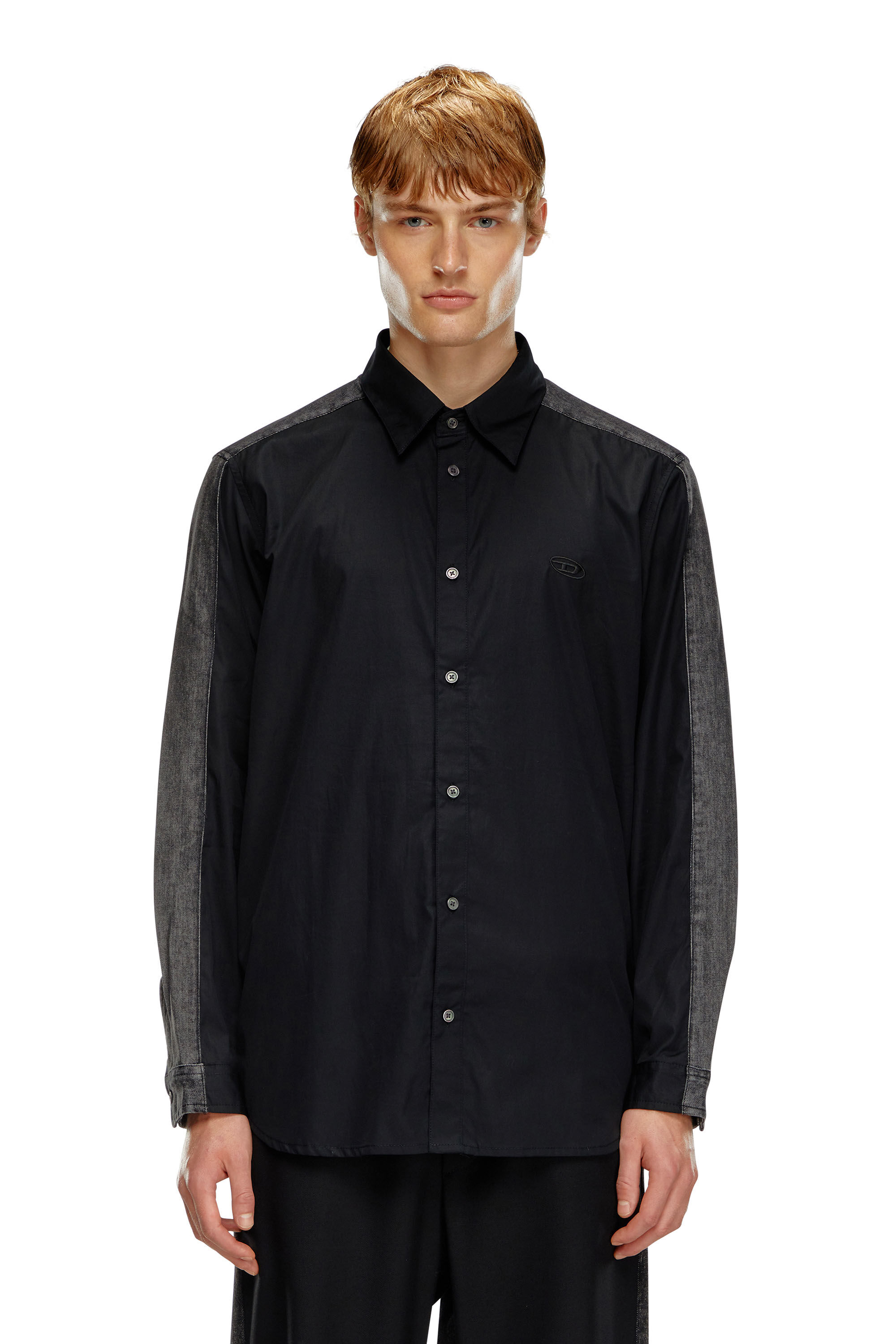 Diesel - S-SIMPLY-DNM, Man's Shirt in cotton poplin and denim in Black/Grey - 3