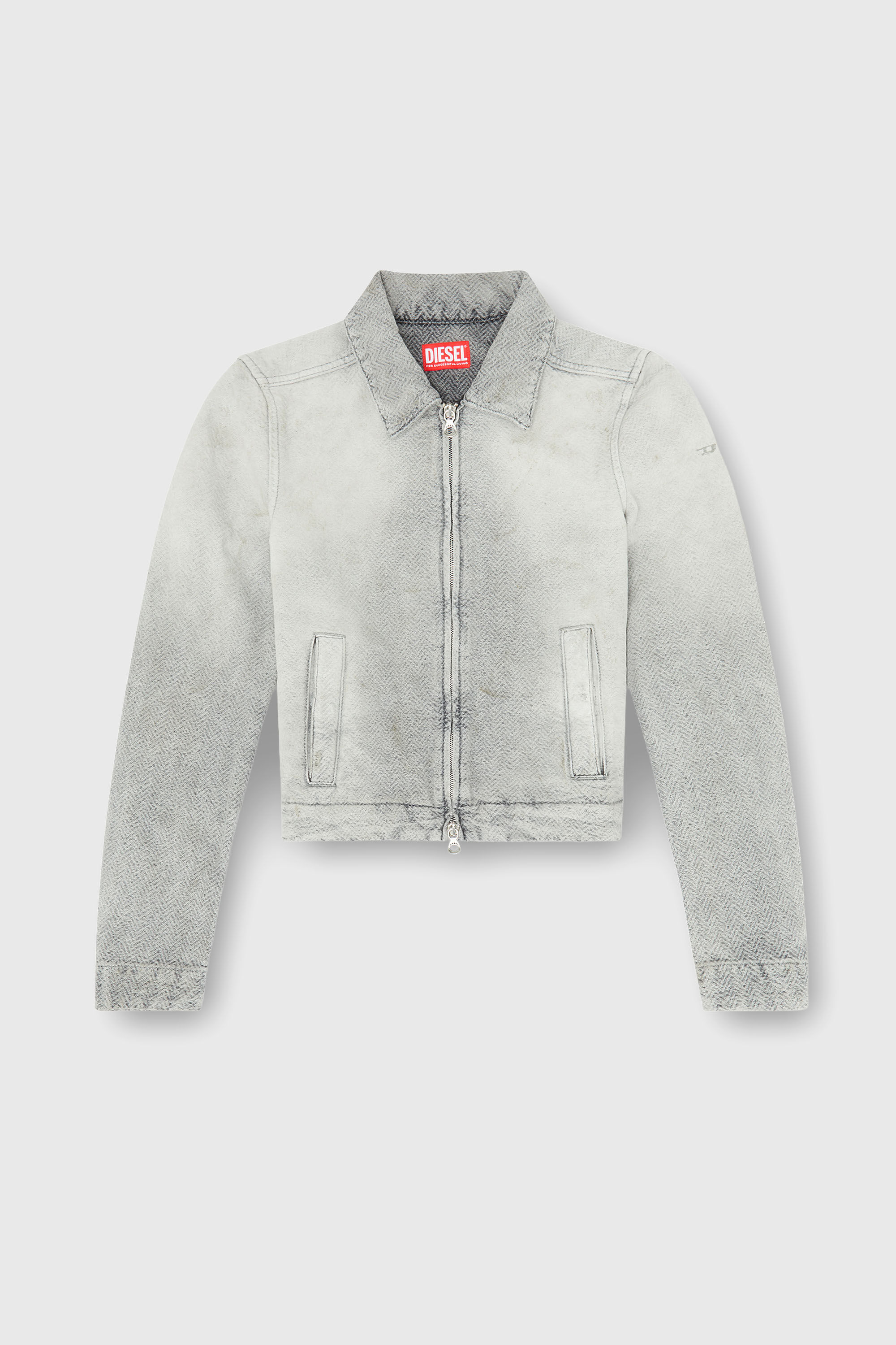 Diesel - DE-CORB, Woman's Jacket in distressed herringbone denim in Light Grey - 2