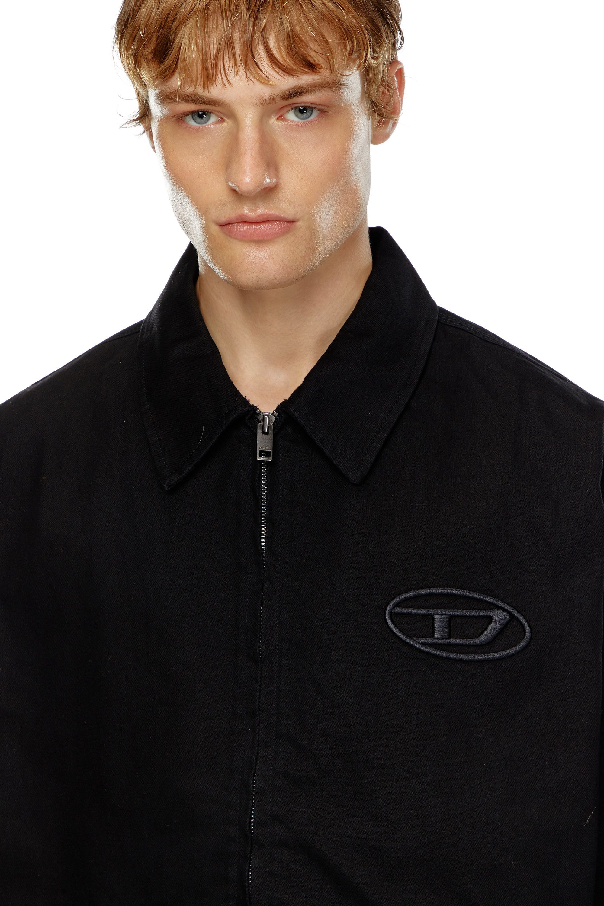 Diesel - J-TAYLOR-BLEACH, Man's Denim blouson jacket with bleached logo in Black - 5