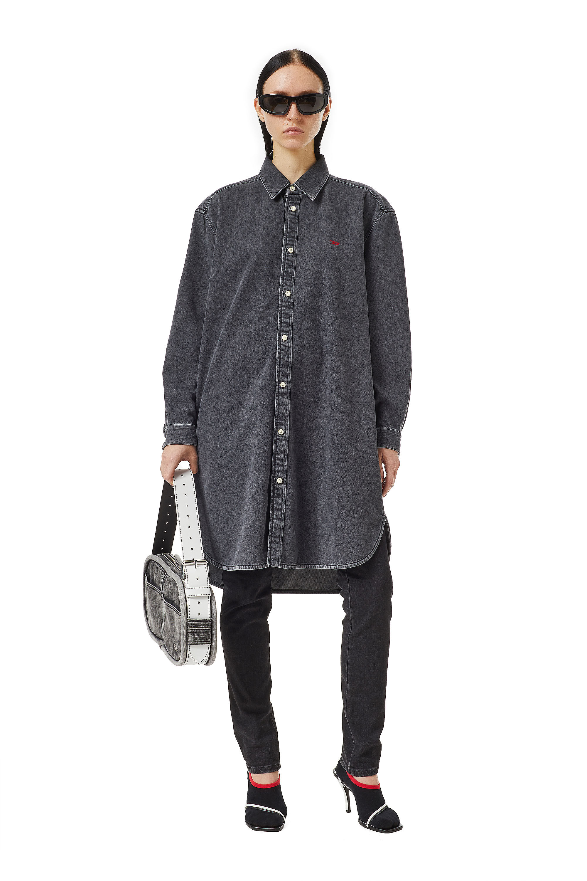 Diesel - DE-BLEX SHIRT DRESS, Black/Dark grey - Image 1