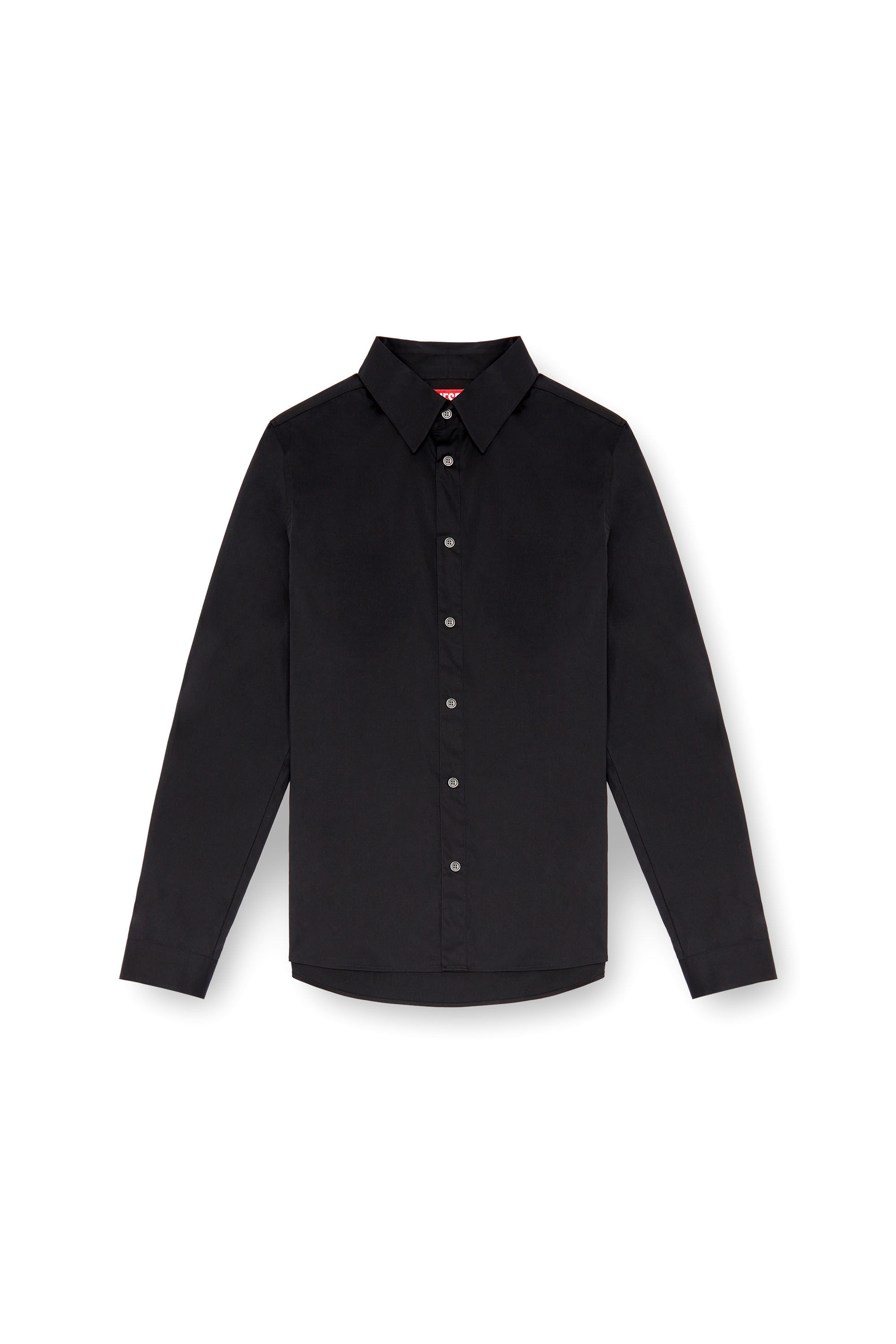 Diesel - S-FITTY-A, Man's Formal shirt with logo-embroidered collar in Black - 2