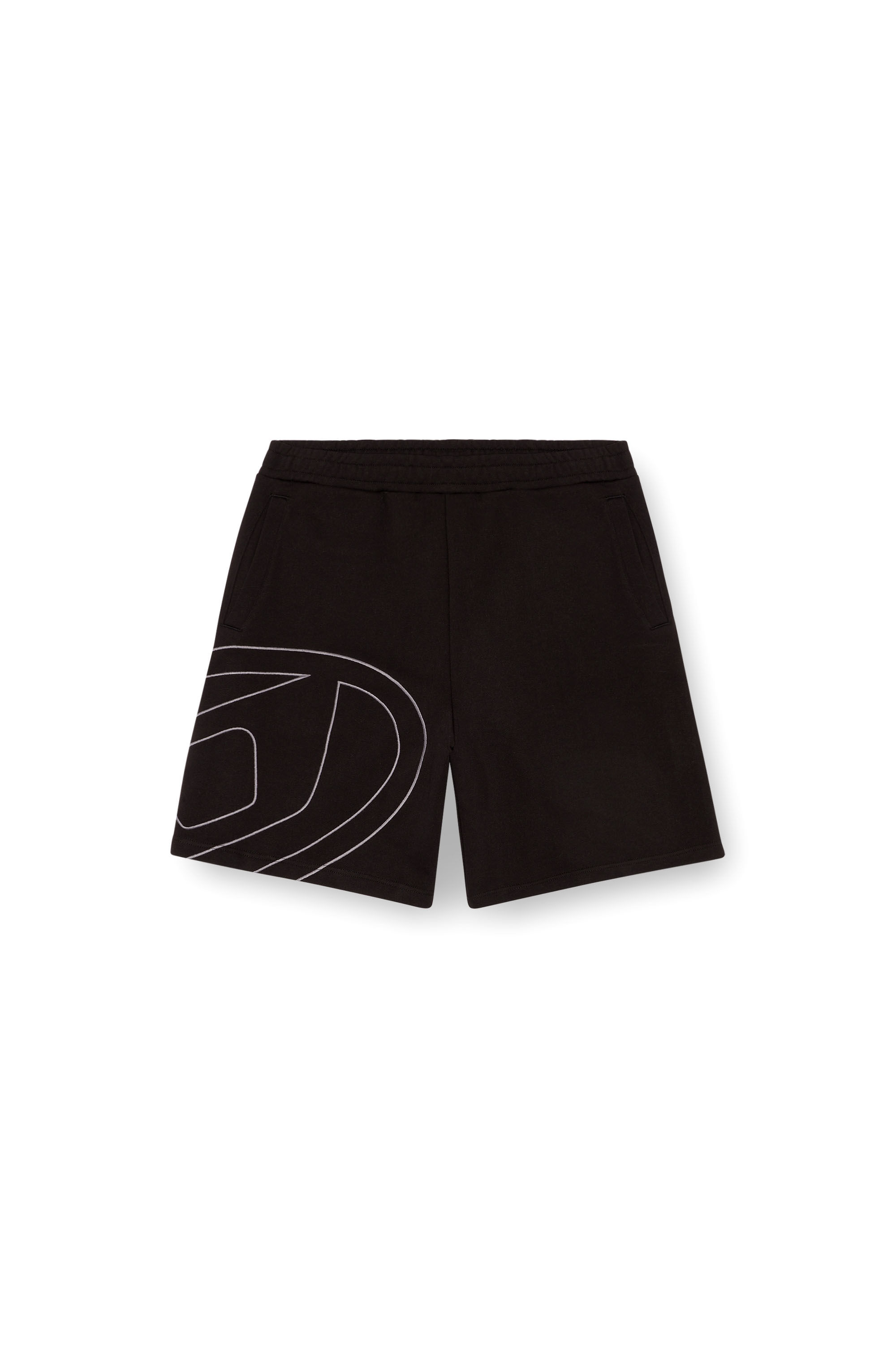 Diesel - P-CROW-MEGOVAL, Man's Sweat shorts with maxi D logo in Black - 2