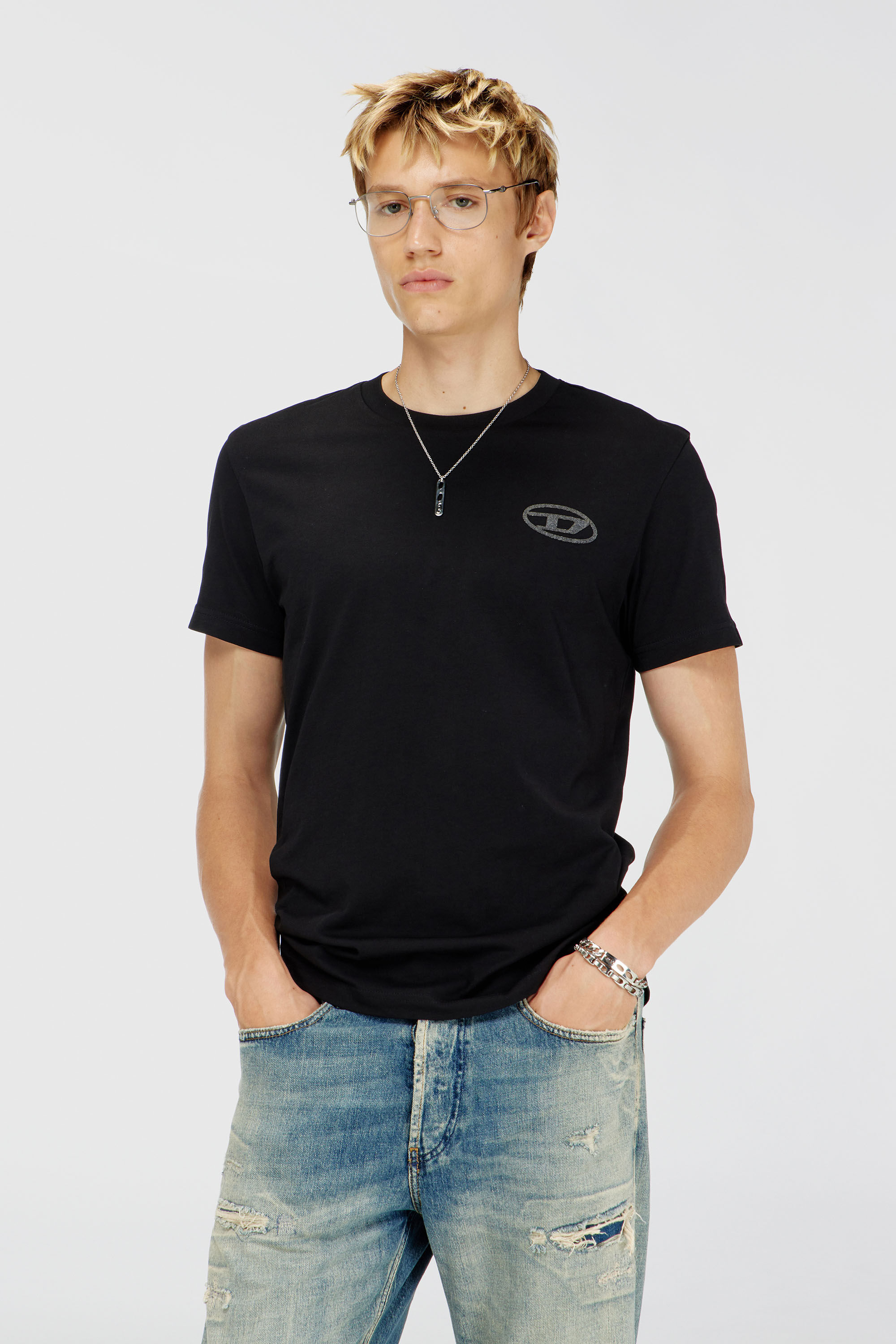 Diesel - T-DIEGO-T92, Man's Cotton T-shirt with Oval D logo in Black - 3