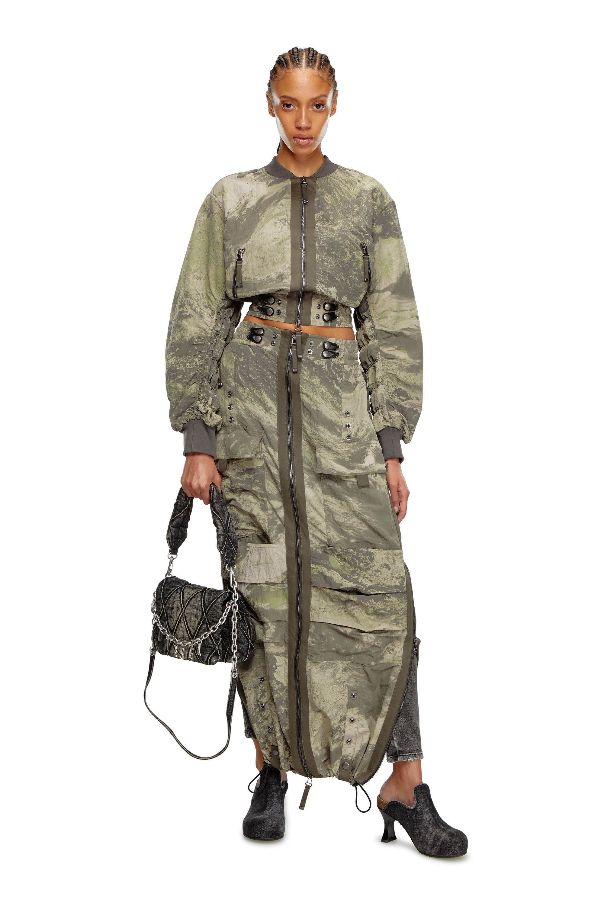 Diesel - G-NOAK-N1, Woman's Bomber jacket in light nylon in Military Green - 1