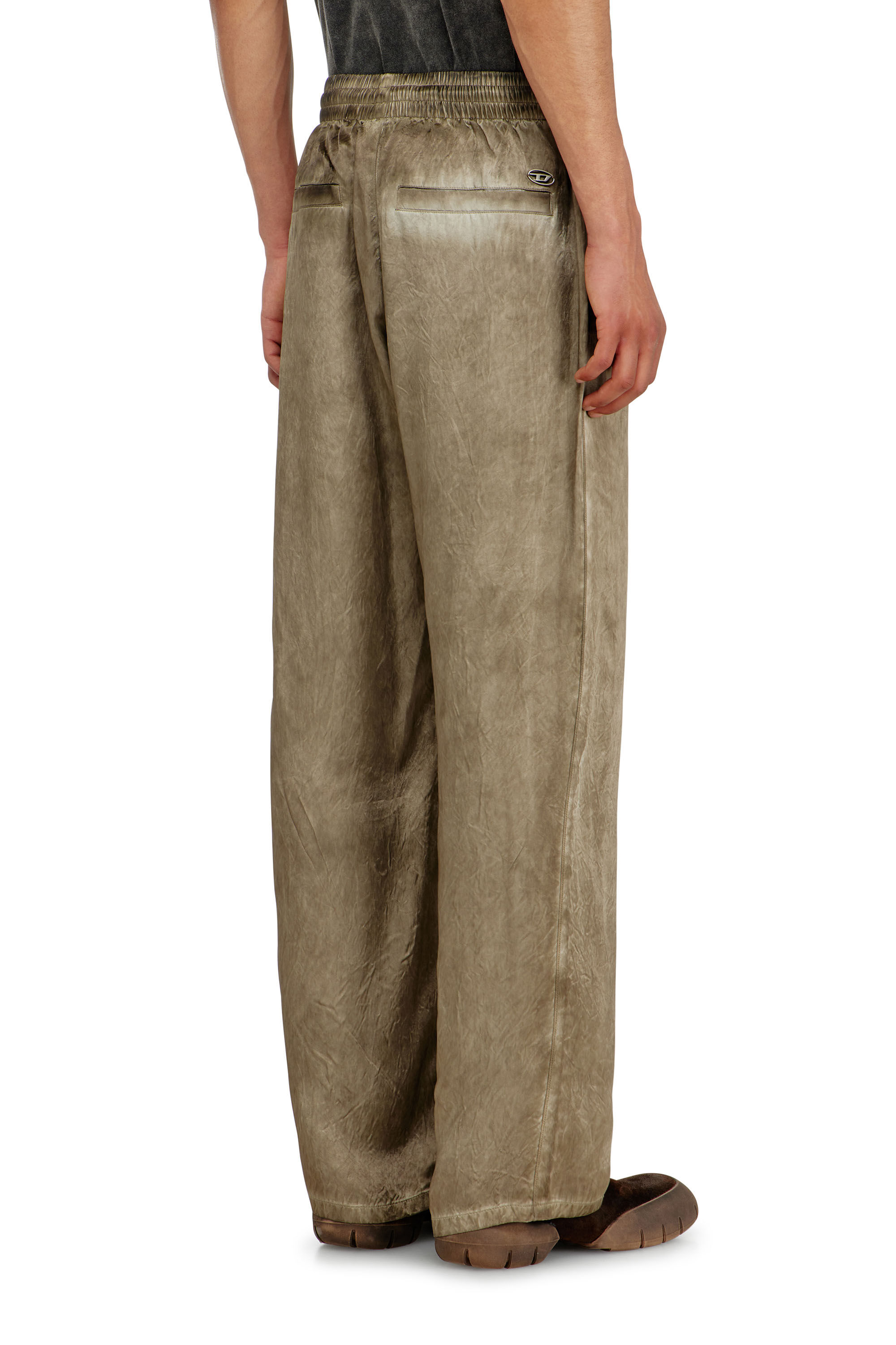 Diesel - P-THECK-AGCT, Man's Pants in wrinkled satin in Light Brown - 4