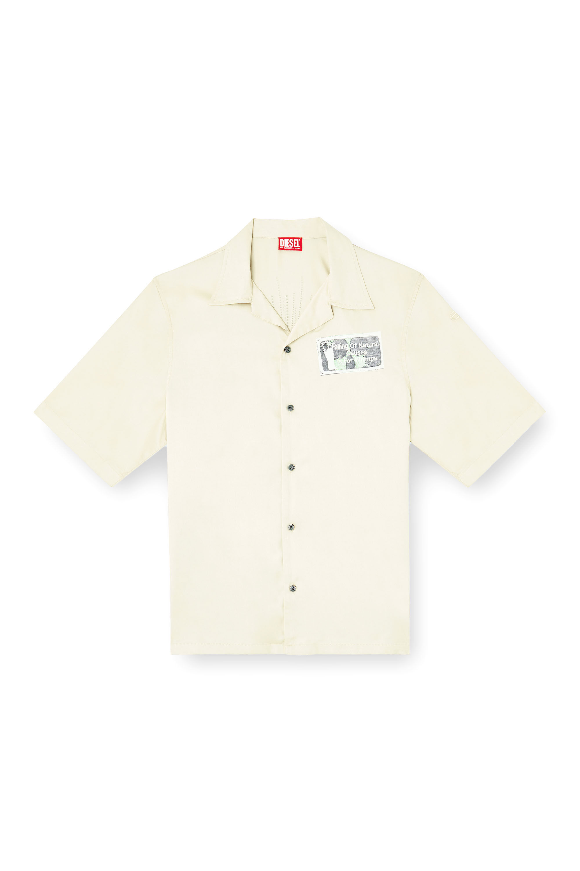 Diesel - S-BRACK-B-EPBR, Man's TENCEL™ shirt with rhinestone graphic in Beige - 2