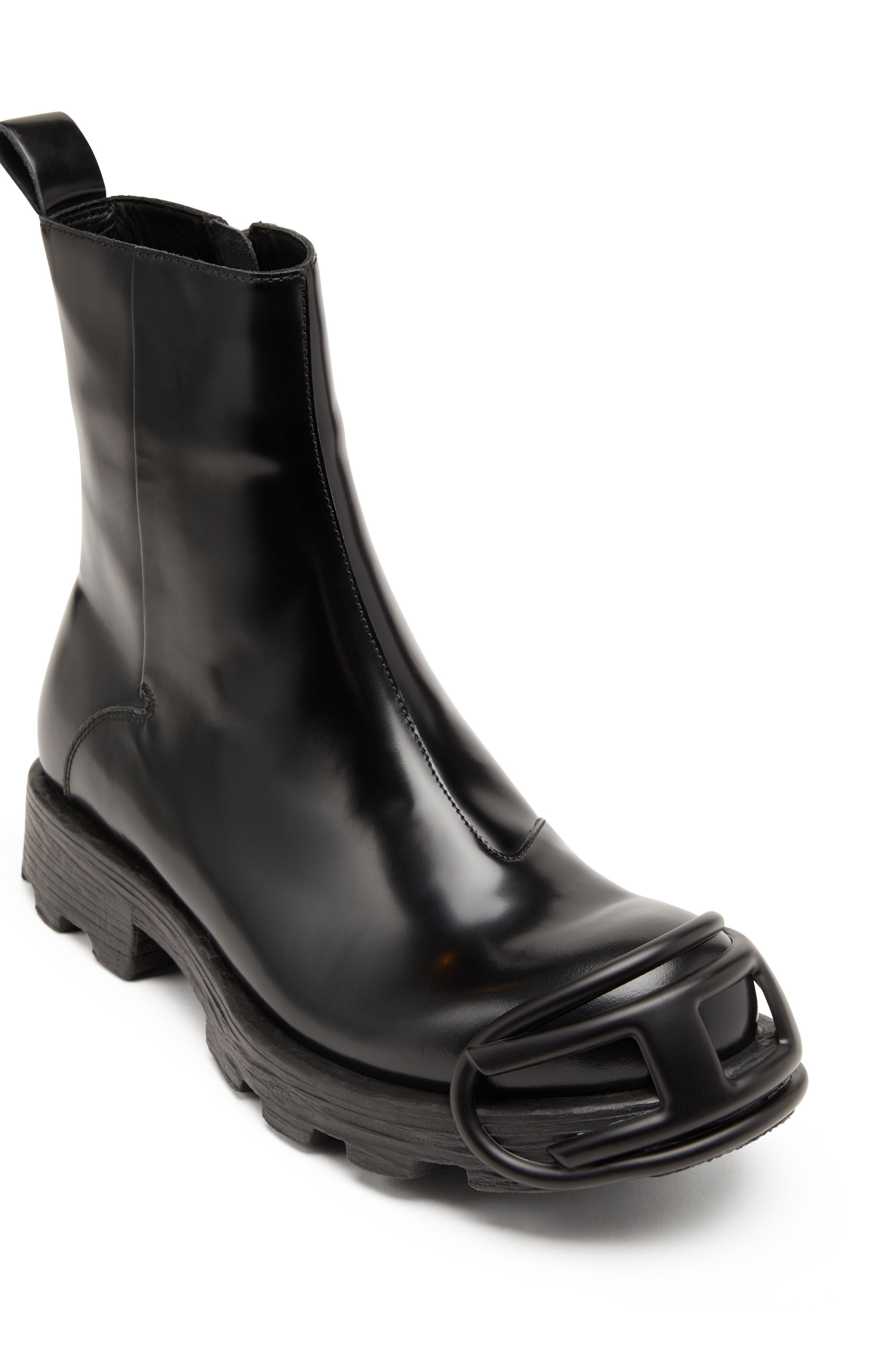 Diesel - D-HAMMER BT ZIP D, Man's D-Hammer-Leather Chelsea boots with Oval D toe caps in Black - 6