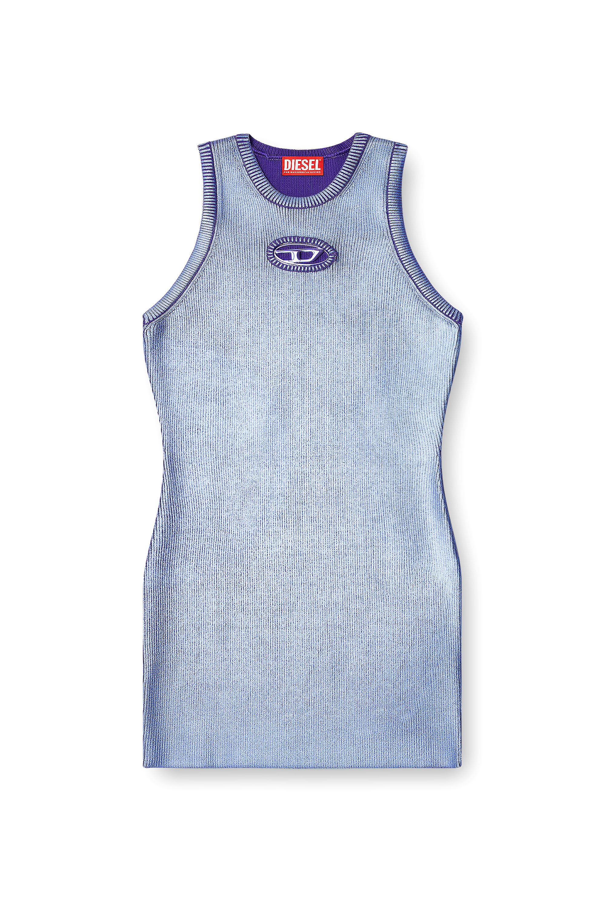 Diesel - M-CADDIX-M, Woman's Dress in metallic ribbed knit in Violet - 2