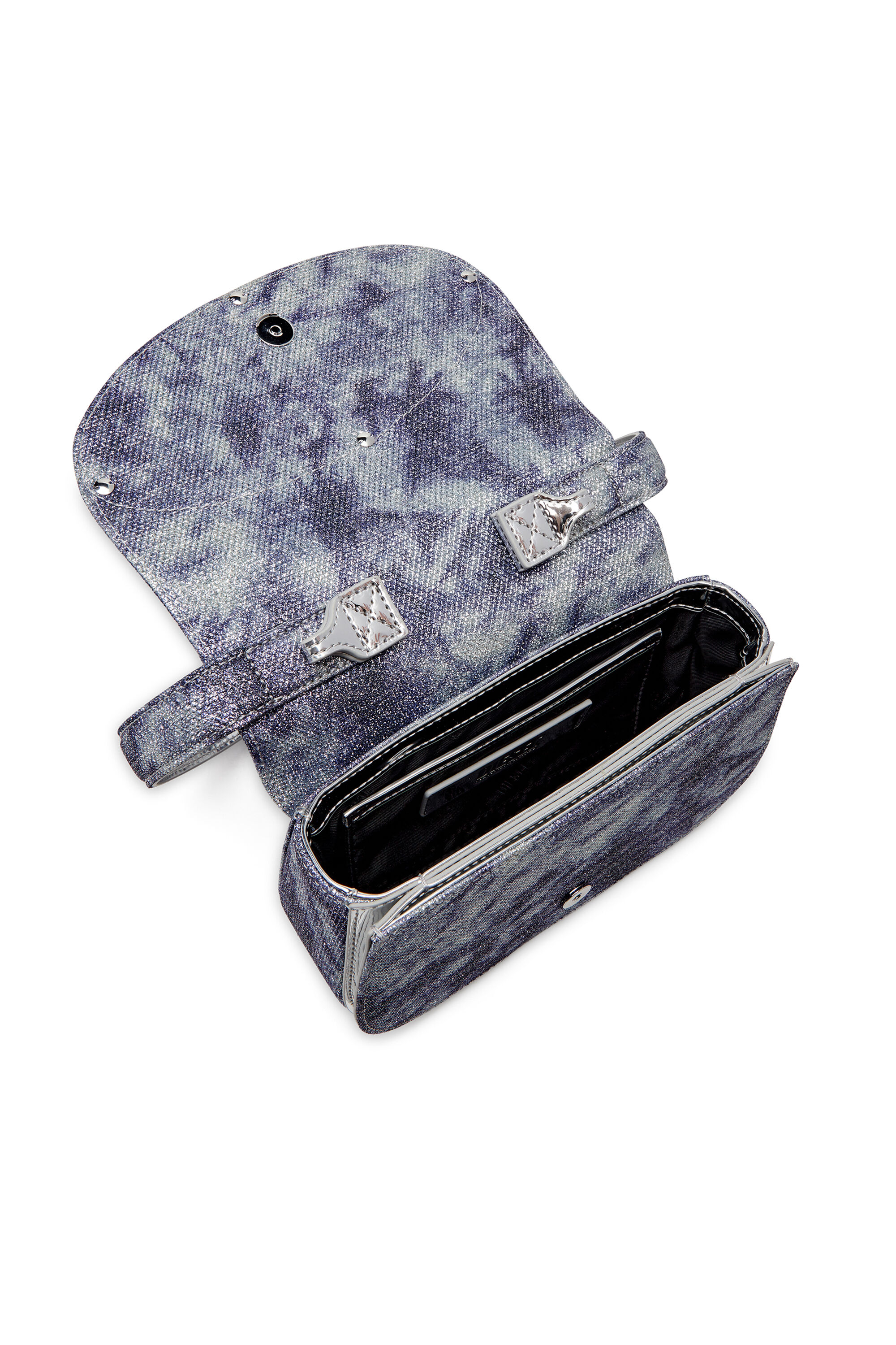 Diesel - 1DR, Woman's 1DR-Iconic shoulder bag in shimmer fabric in Blue - 5