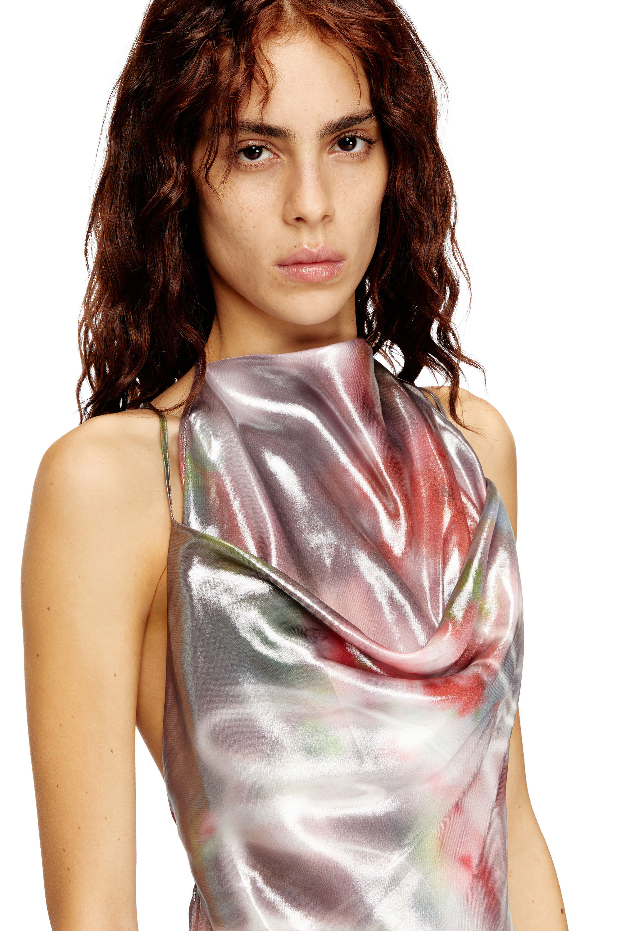 Diesel - D-EBRA, Woman's Metallic midi dress with rose print in null - 4