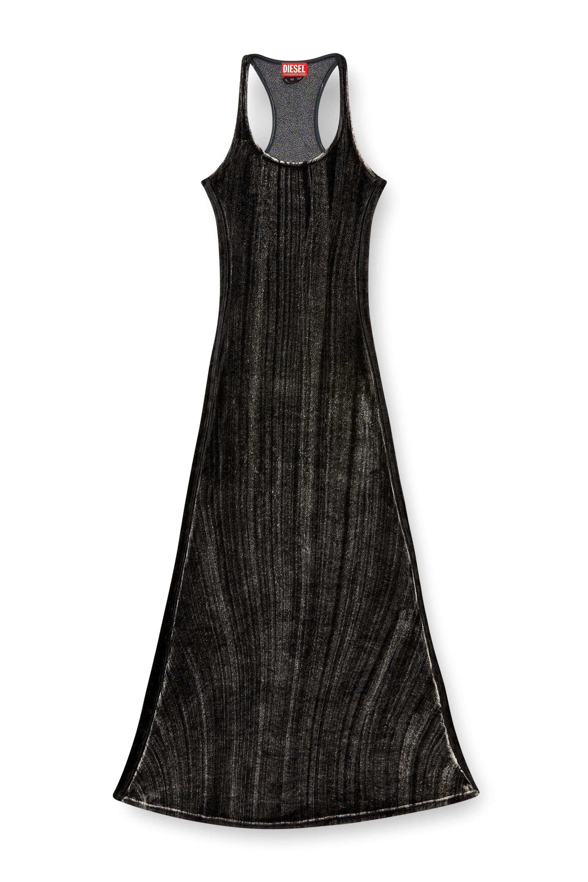 Diesel - D-VOG, Woman's Long chenille dress with racerback in Black - 2