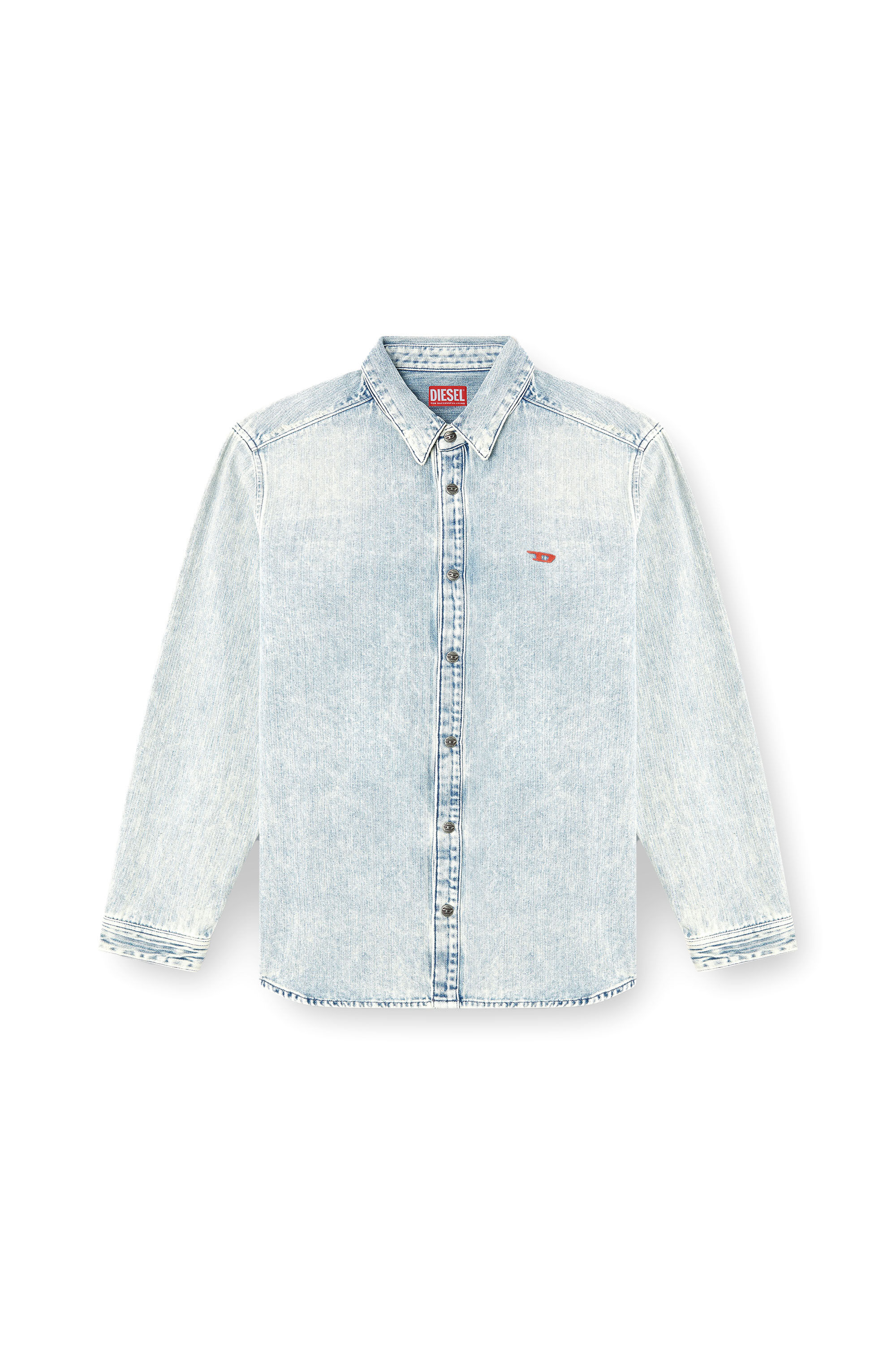 Diesel - D-SIMPLY, Man's Shirt in herringbone denim in Light Blue - 2