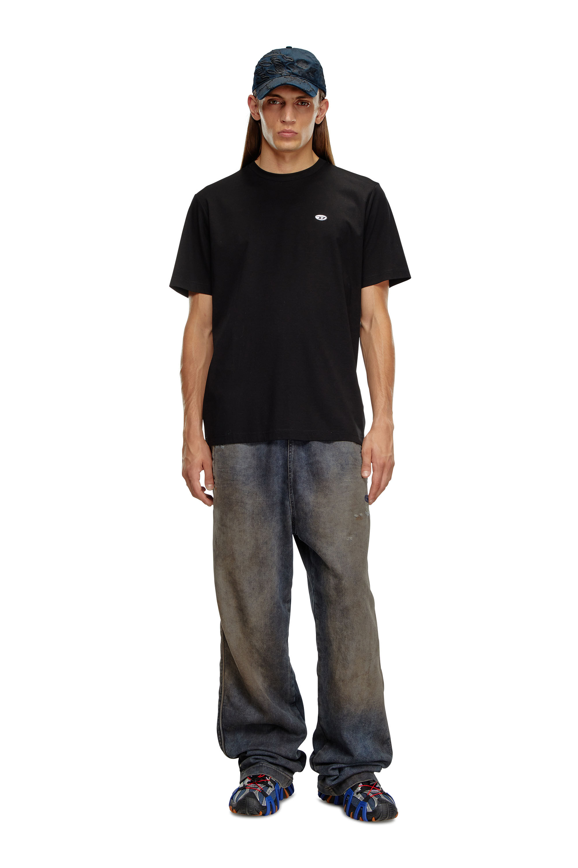 Diesel - T-JUST-DOVAL-PJ, Man's T-shirt with oval D patch in Black - 1