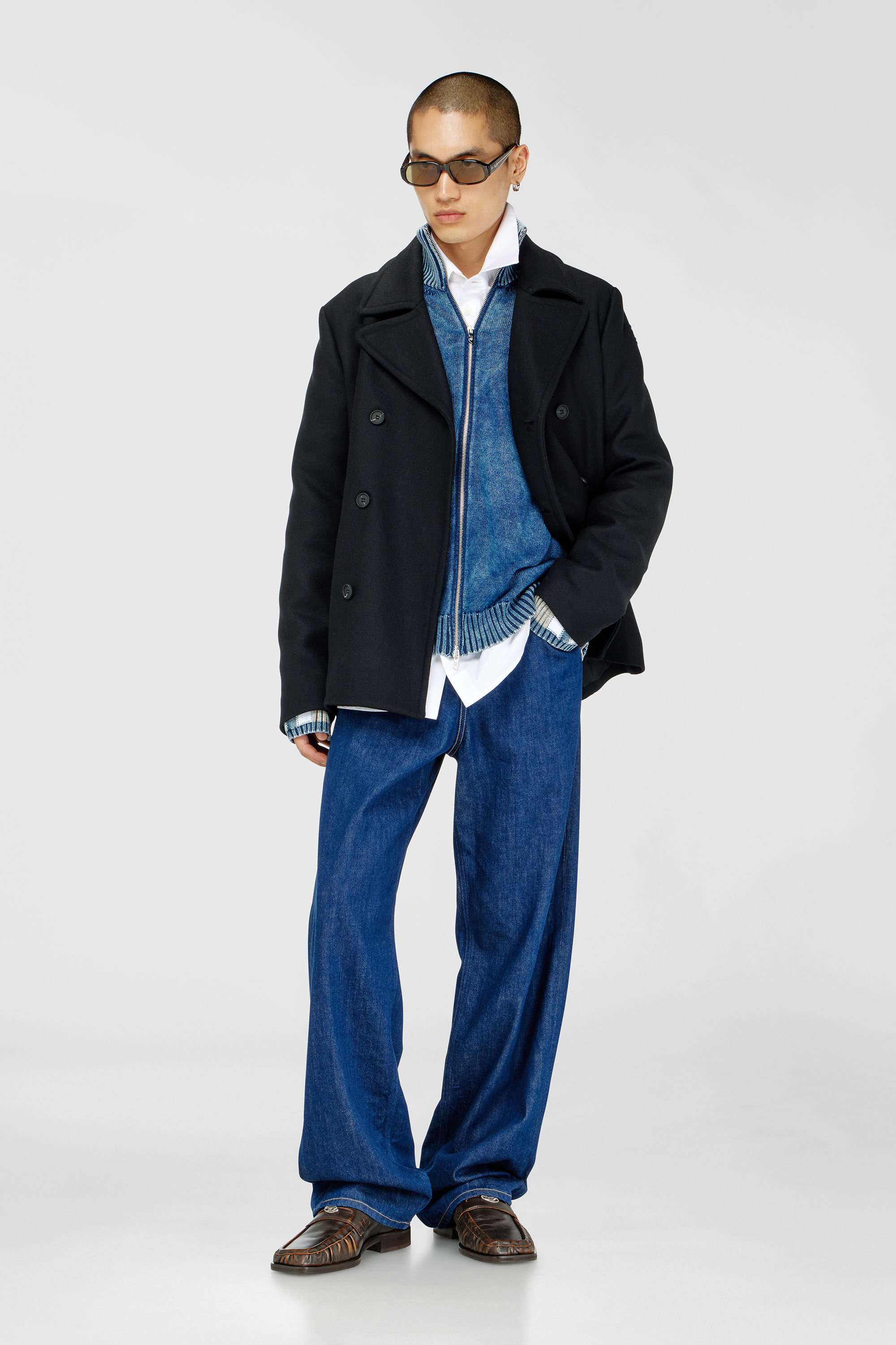 Diesel - W-HALEY-WRD, Man's Peacoat in felted wool blend in Black - 1